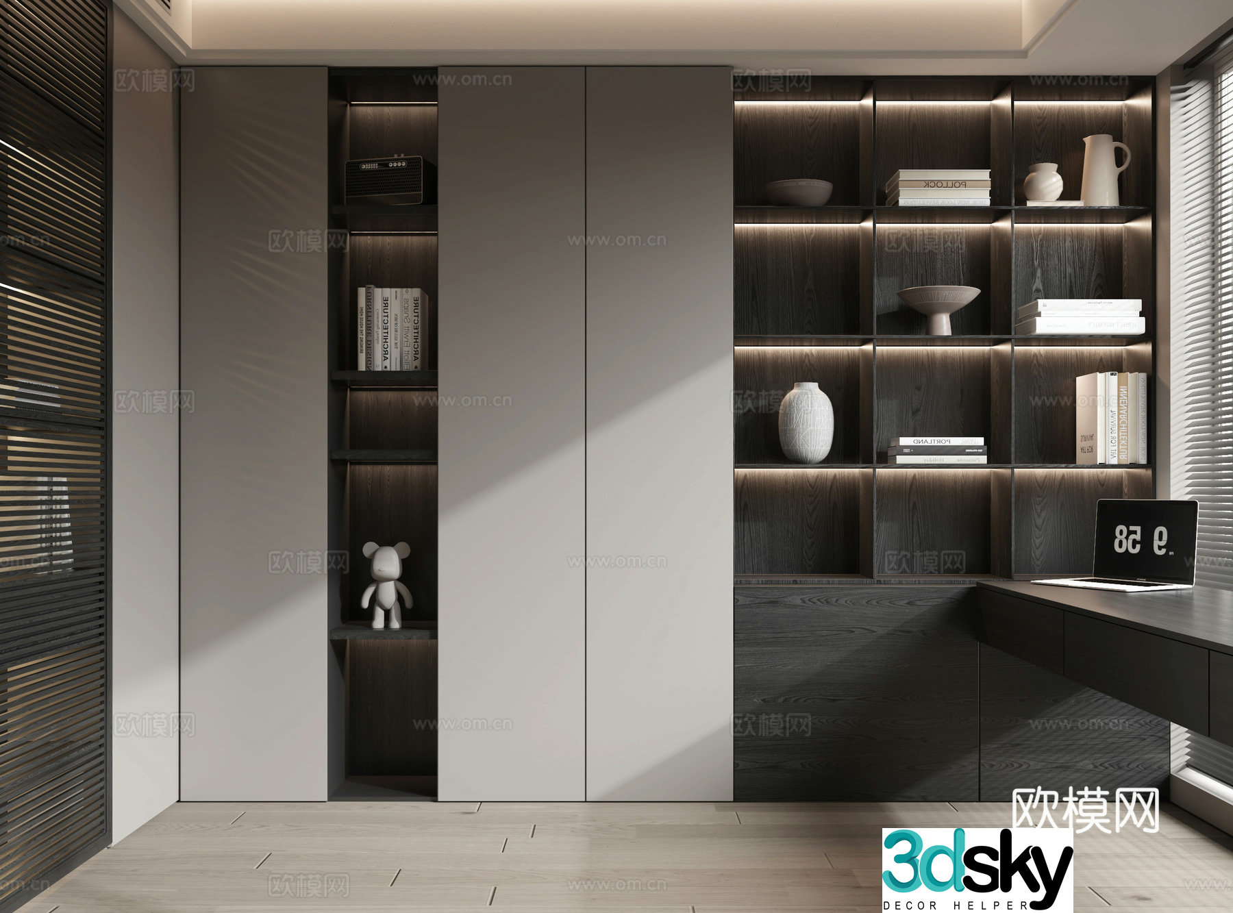 Modern bookcase 3d model