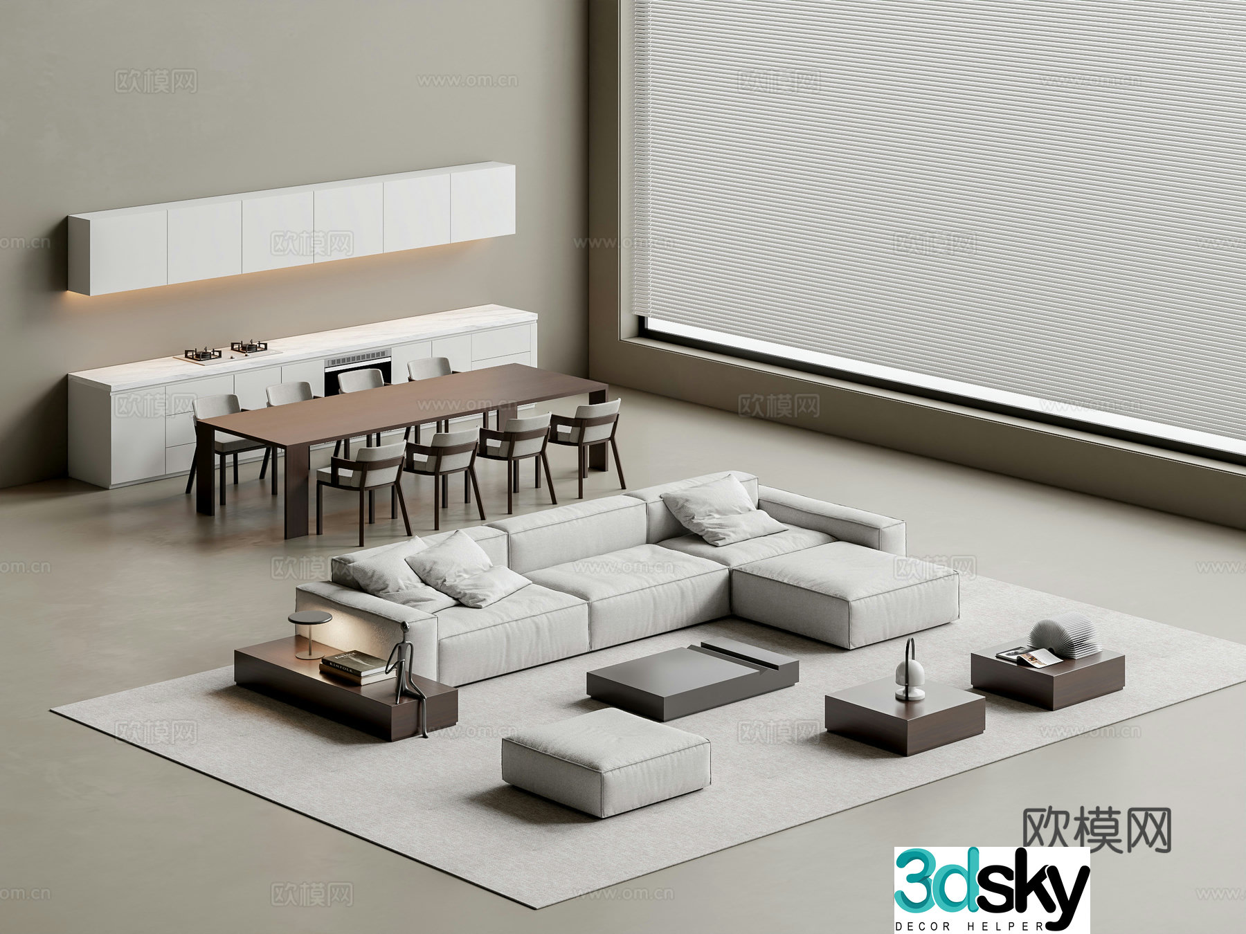 Modern sofa coffee table combination 3D model