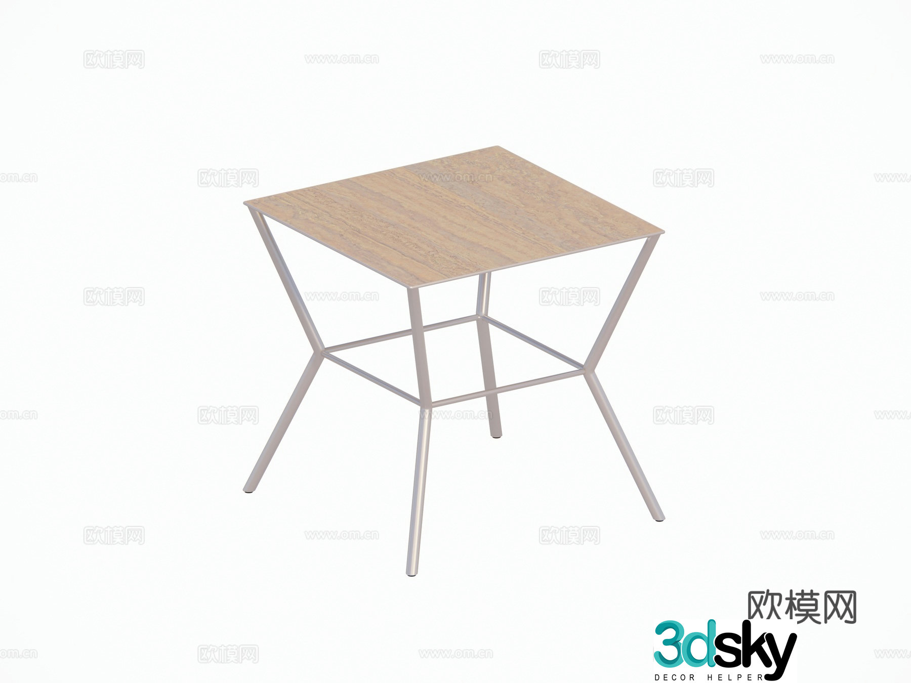 Modern French square coffee table metal rock slab marble coffee table side table outdoor courtyard coffee table 3D model