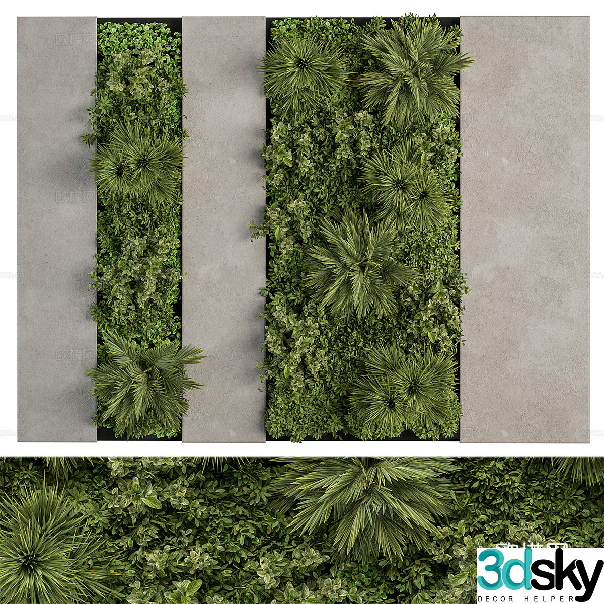 Modern green plant wall 3d model