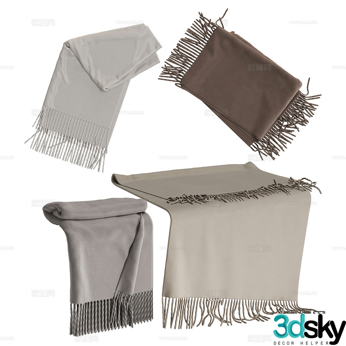 Tassel blanket scarf 3d model