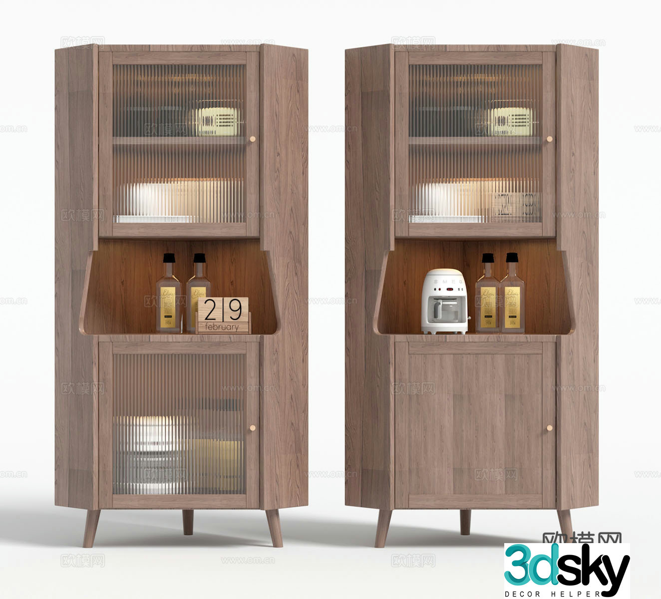French side cabinet corner cabinet wine cabinet 3D model