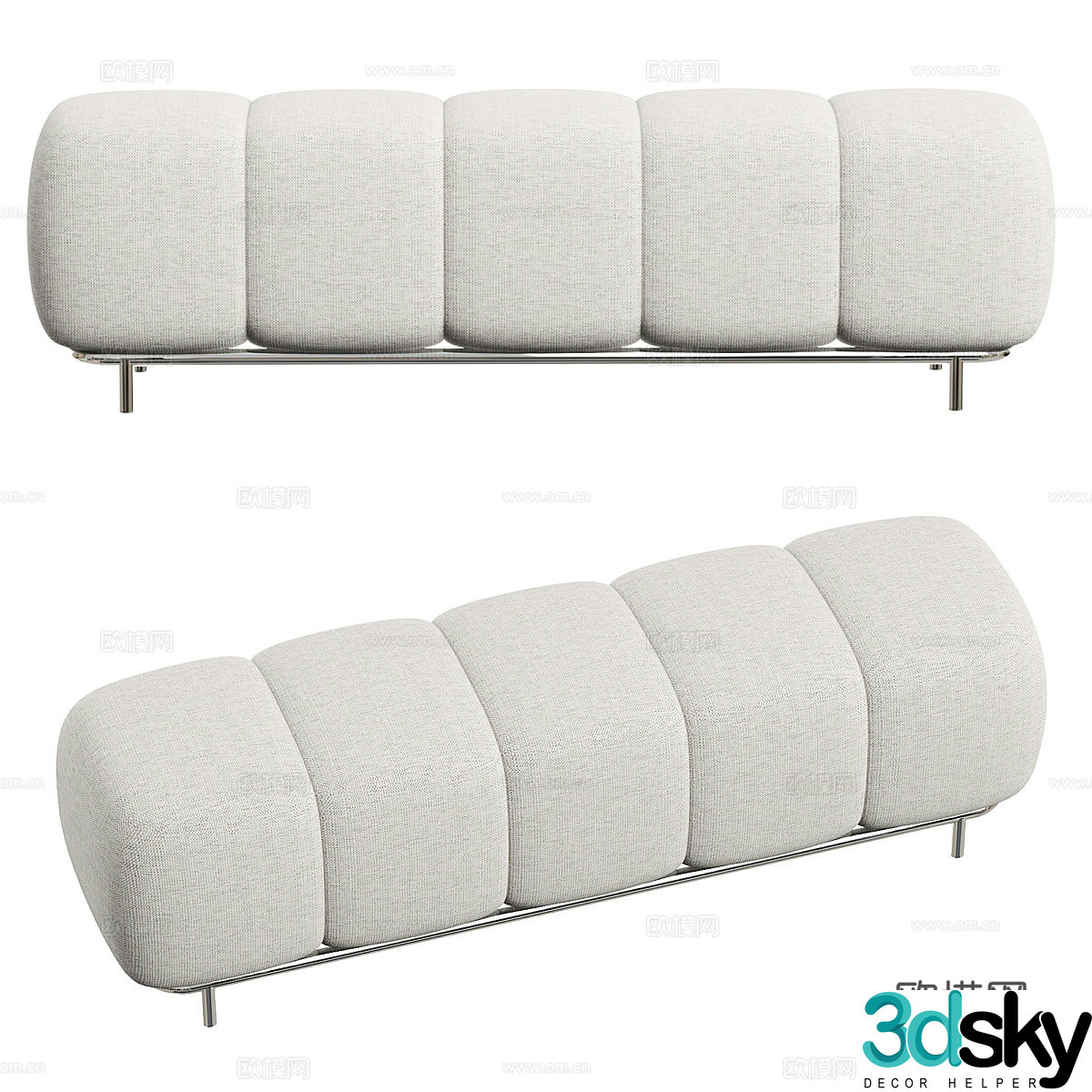 Modern cream style sofa stool 3d model