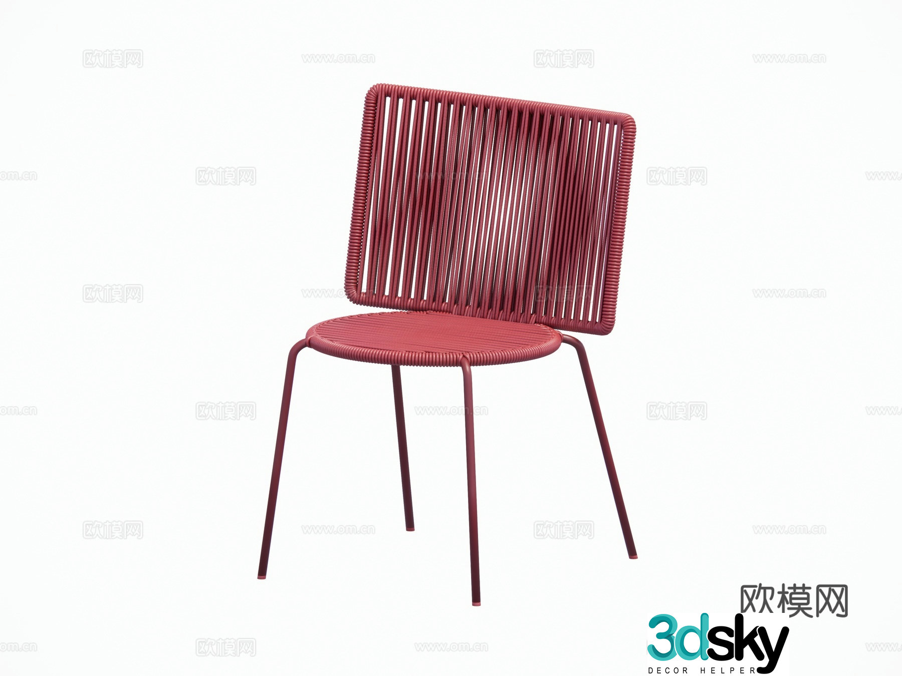 Modern outdoor courtyard garden dining chair Single chair Leisure chair Metal chair Rattan chair Combination 3D model