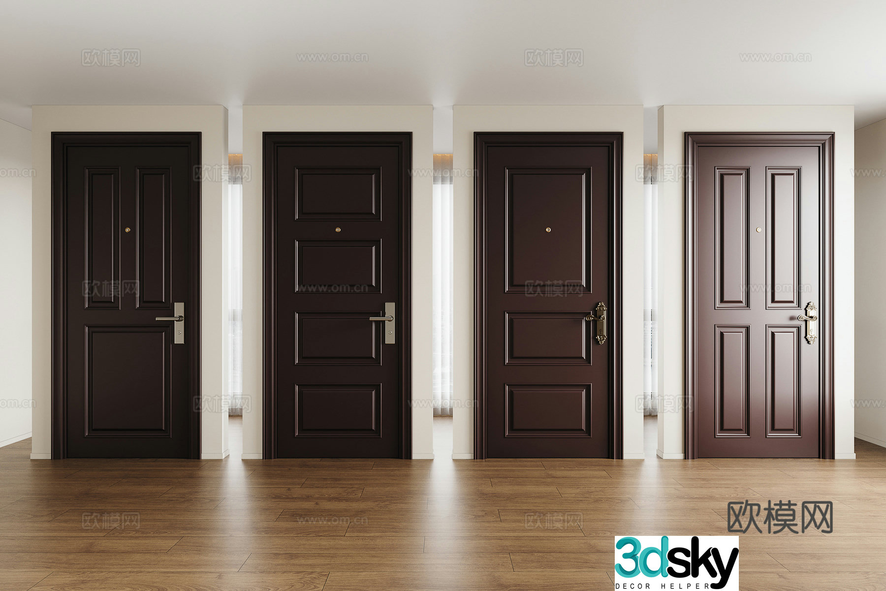 Modern security door entrance door single-open door finger silk door lock 3D model