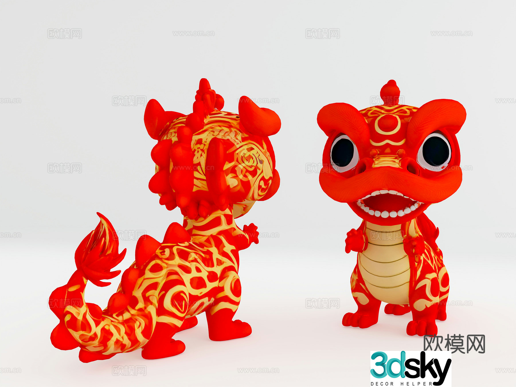 Lion dance mascot Year of the Snake Mascot National Trend Beauty Chen Mascot Figure 3D Model