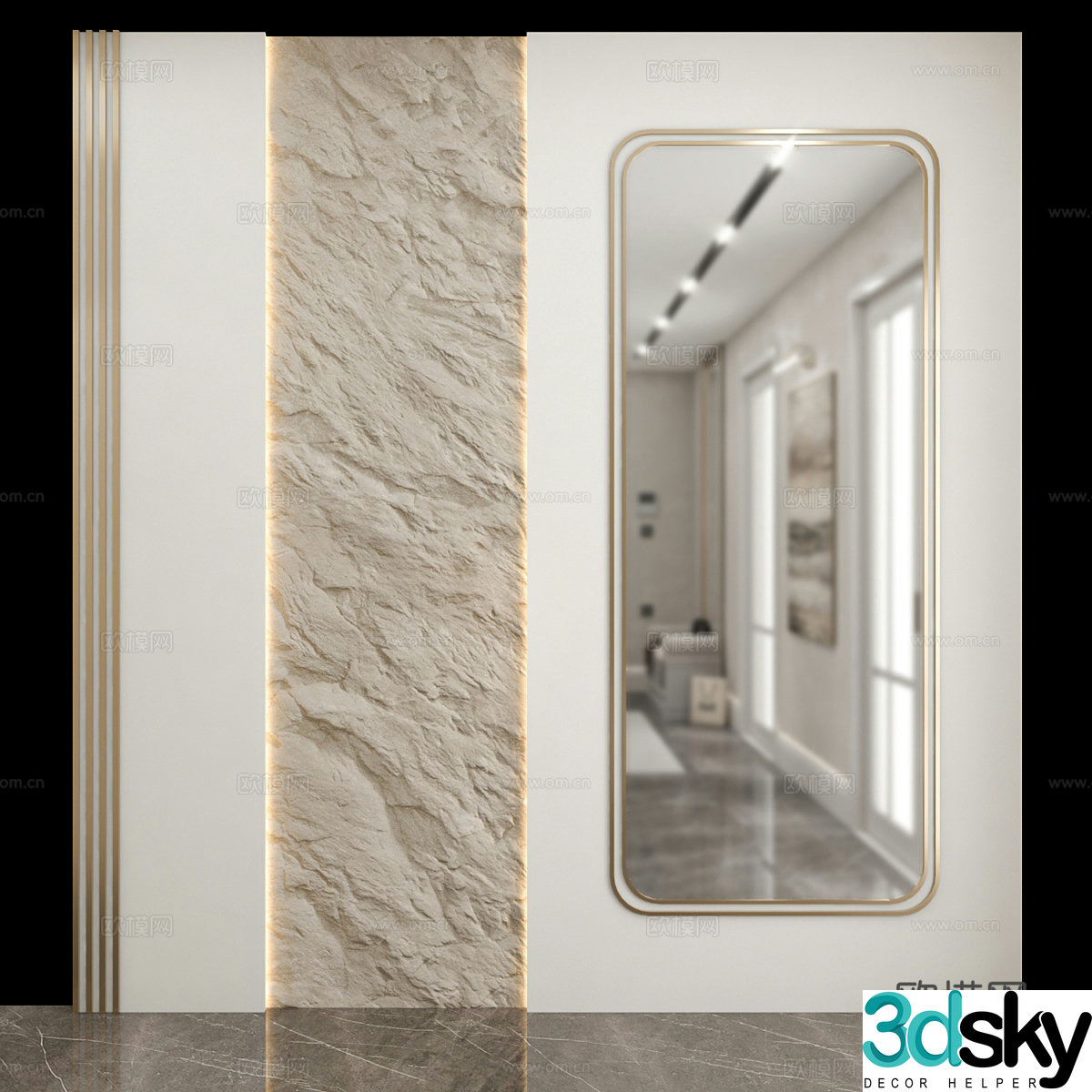 Mirror decorative wall 3d model