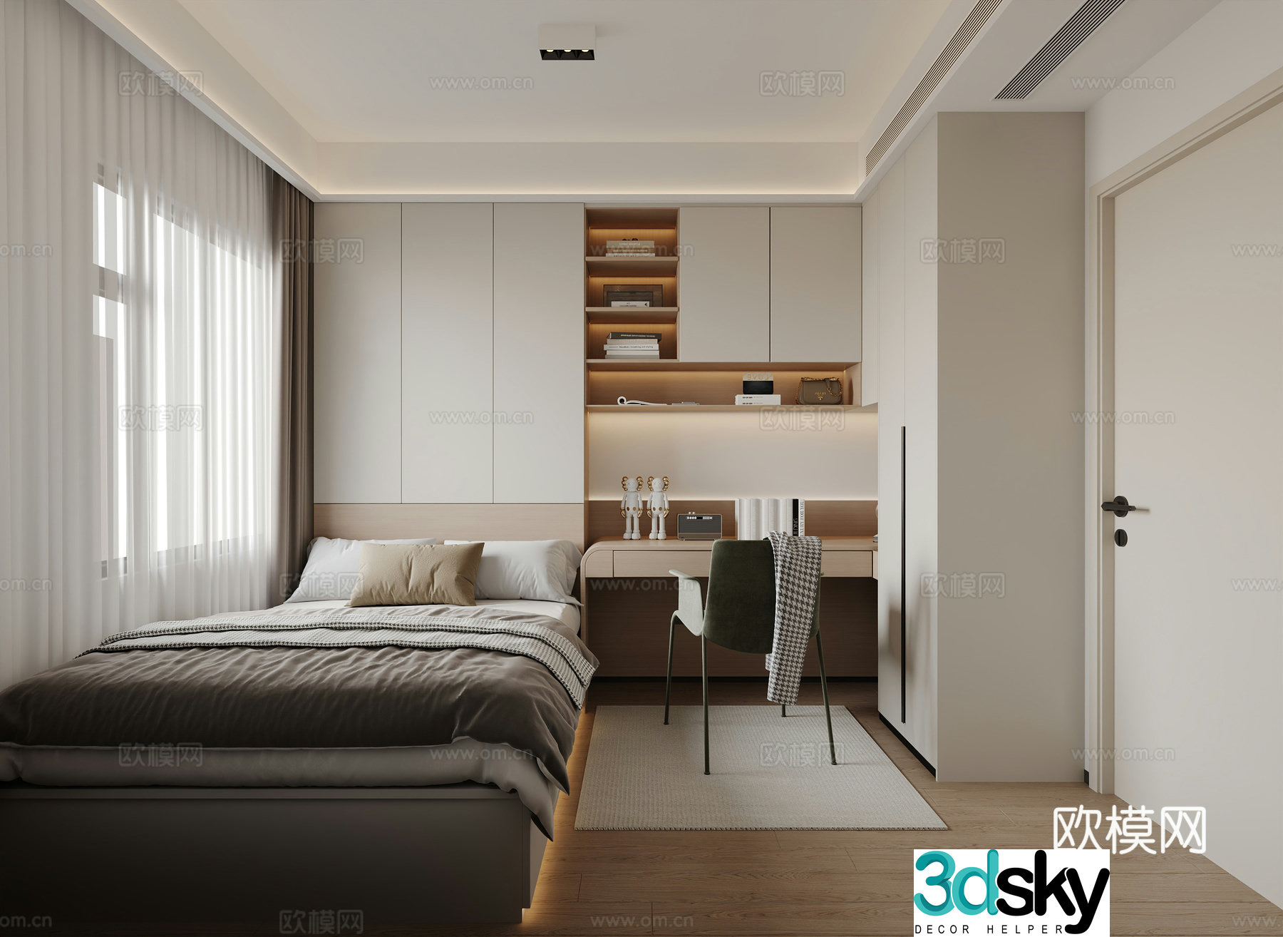 Modern bedroom Tatami room 3d model
