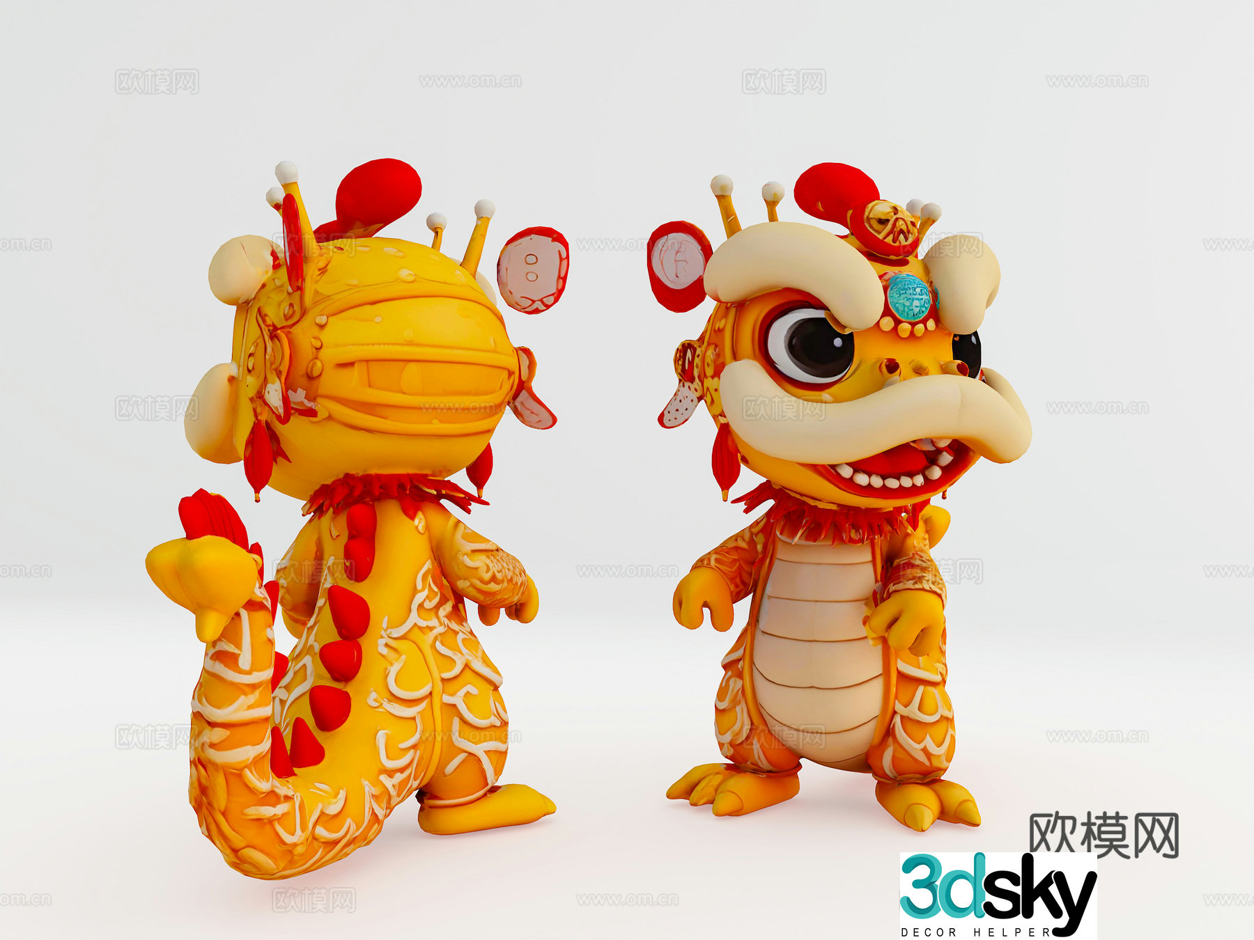 Lion dance mascot Year of the Snake Mascot National Trend Beauty Chen Mascot Figure 3D Model