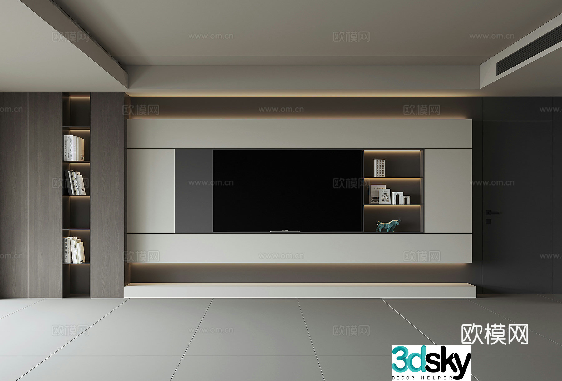 Modern TV background wall 3d model