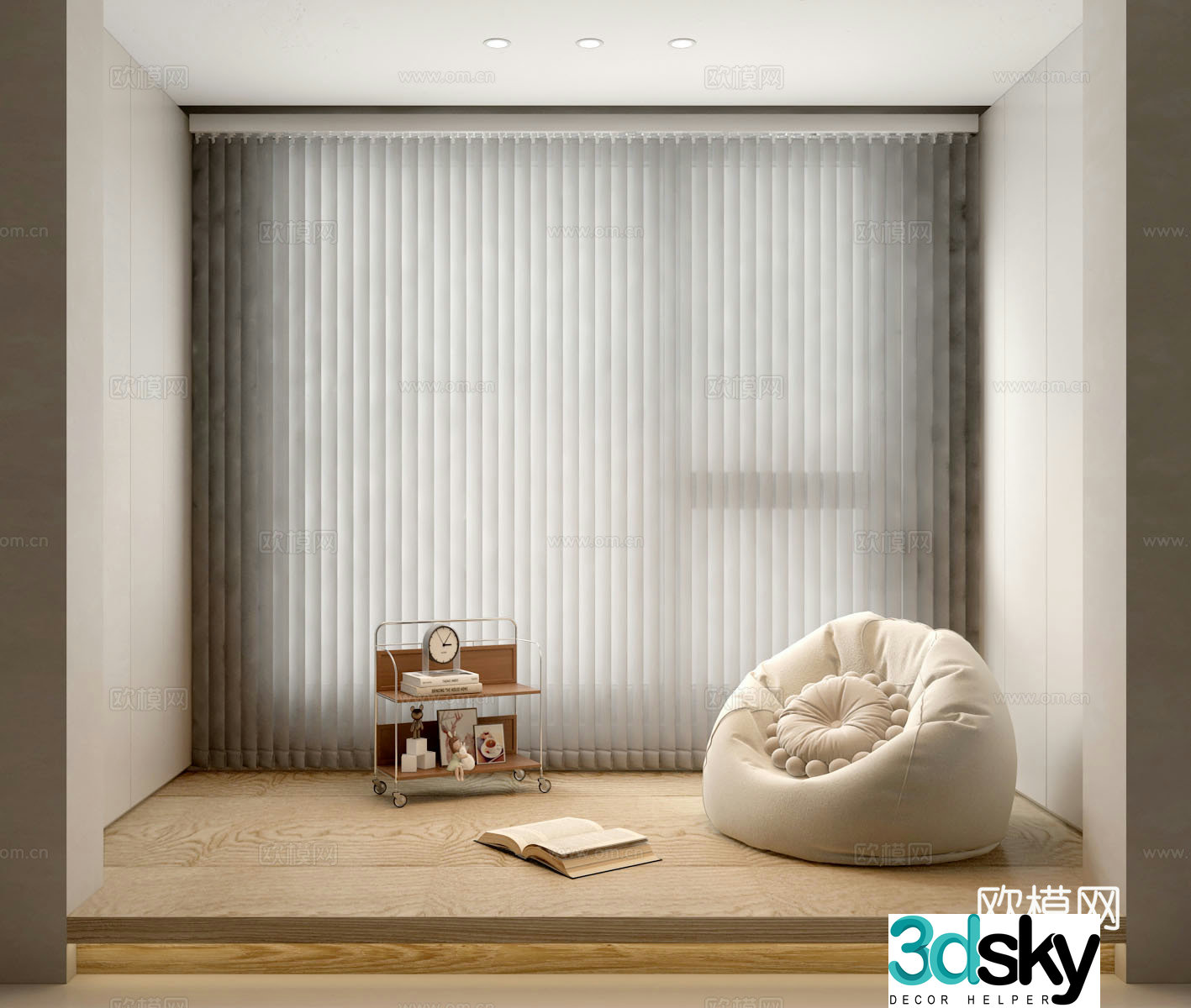 Modern dream curtain lazy sofa moving side 3d model