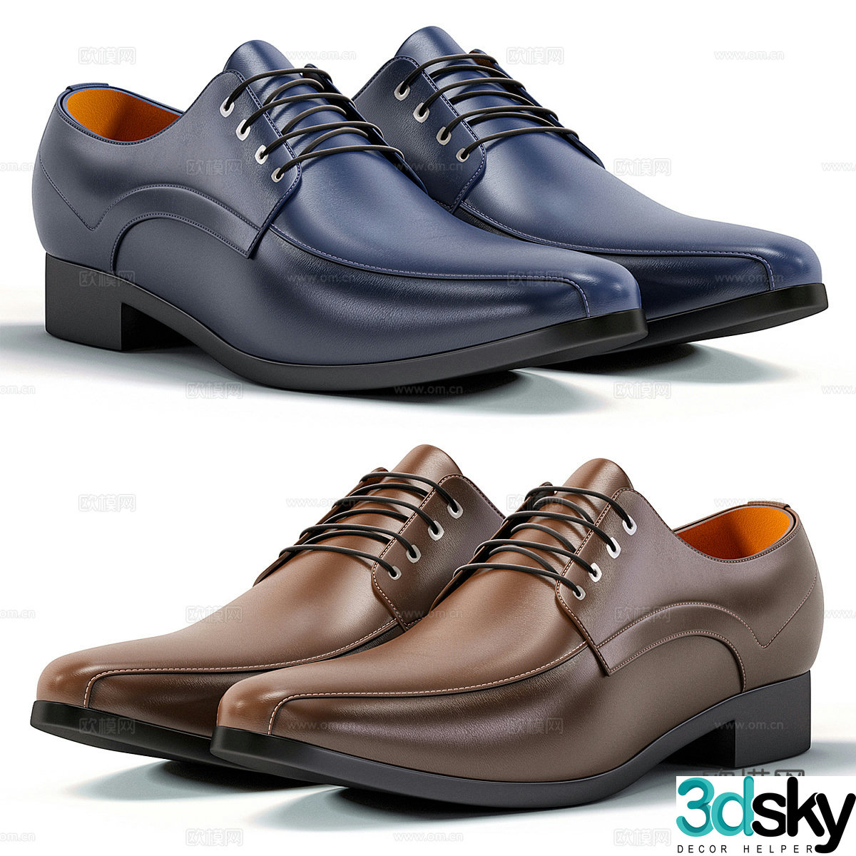 Modern men’s casual leather shoes 3d model