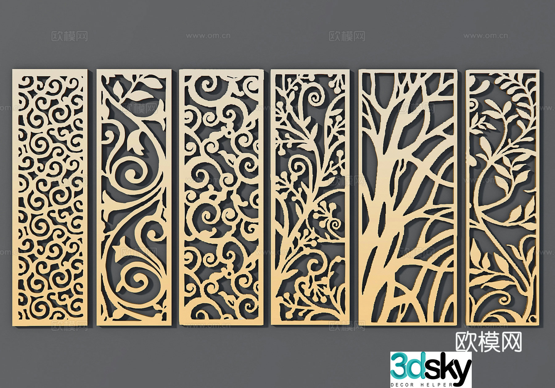 Metal screen partition Hollow screen partition Titanium stainless steel screen partition 3D model