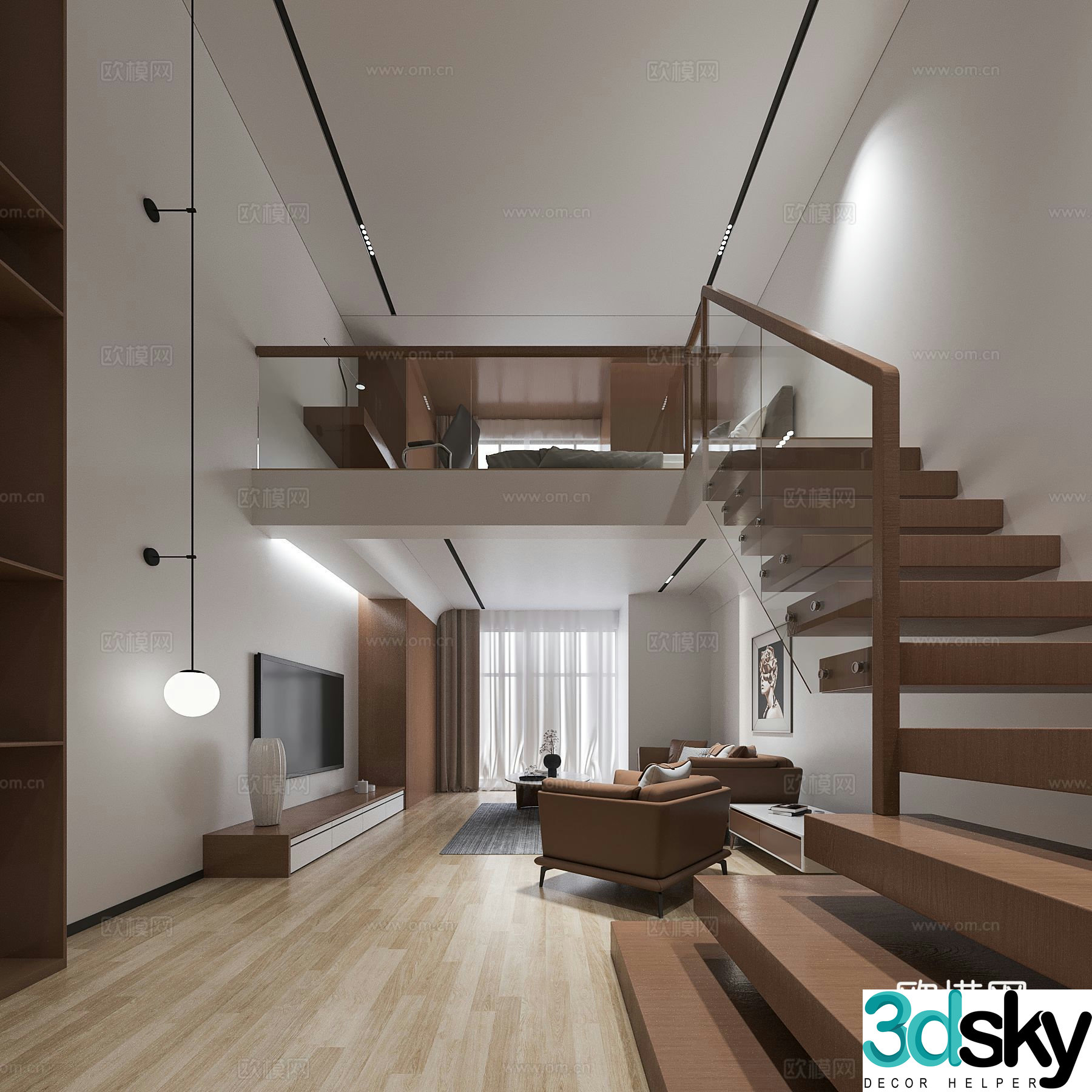 Modern home decoration loft apartment 3d model