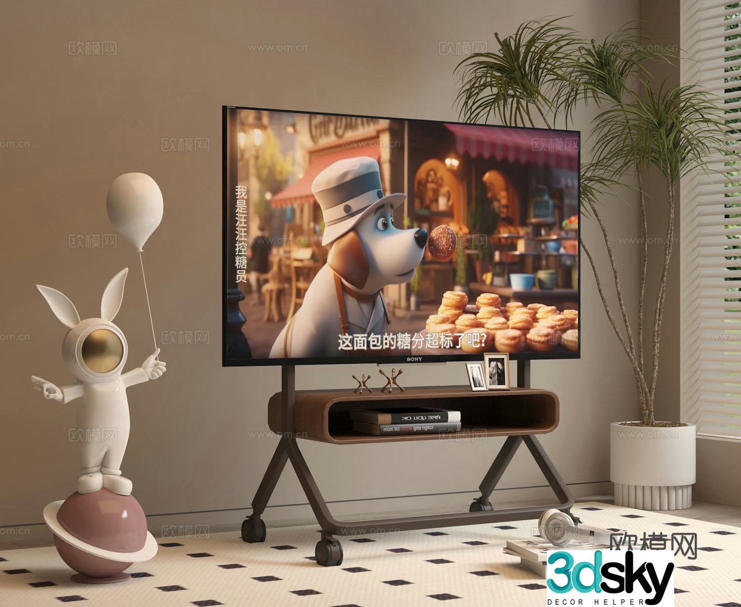 Mobile TV cartoon statue 3d model