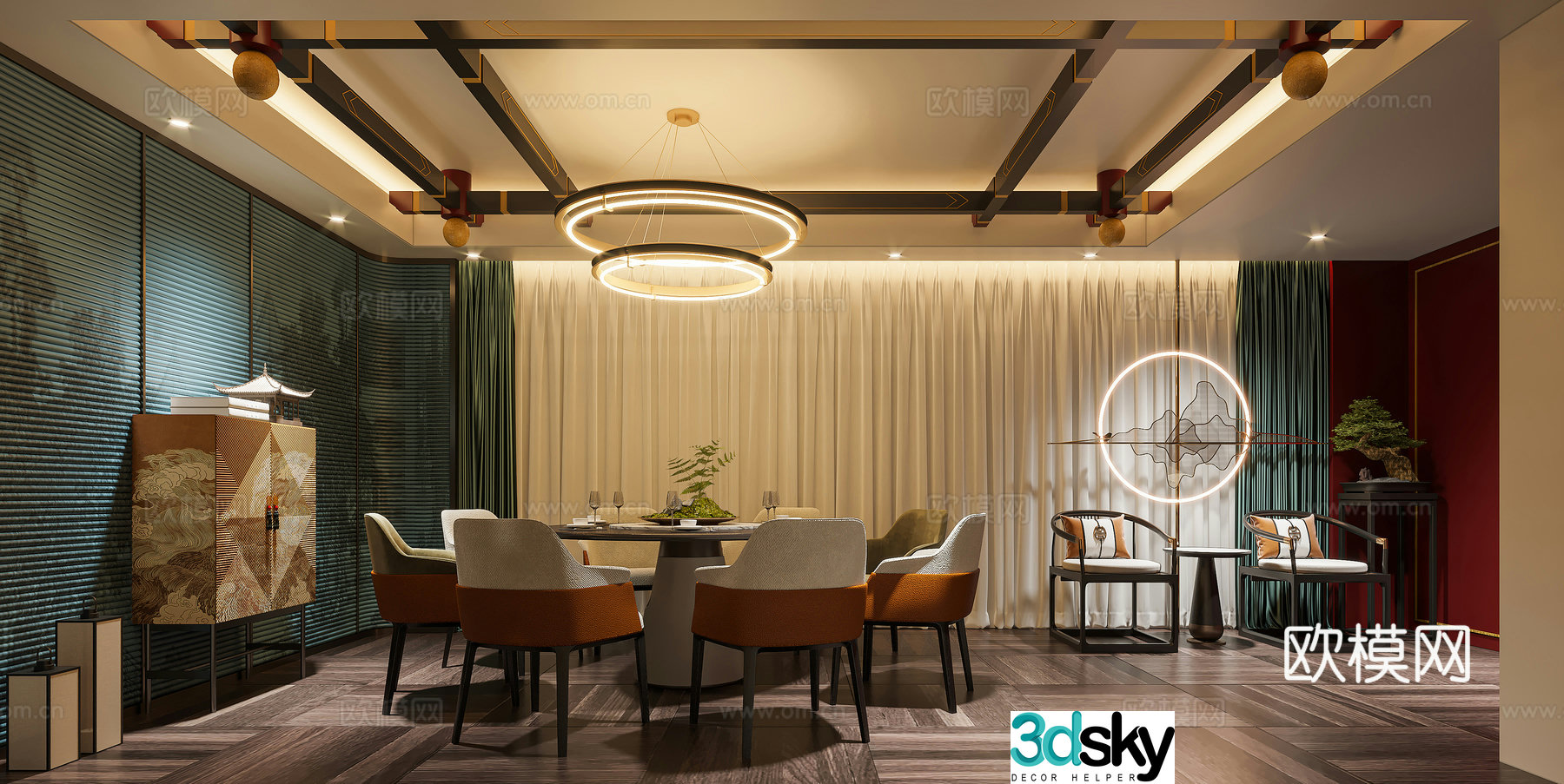 New Chinese restaurant private room 3D model