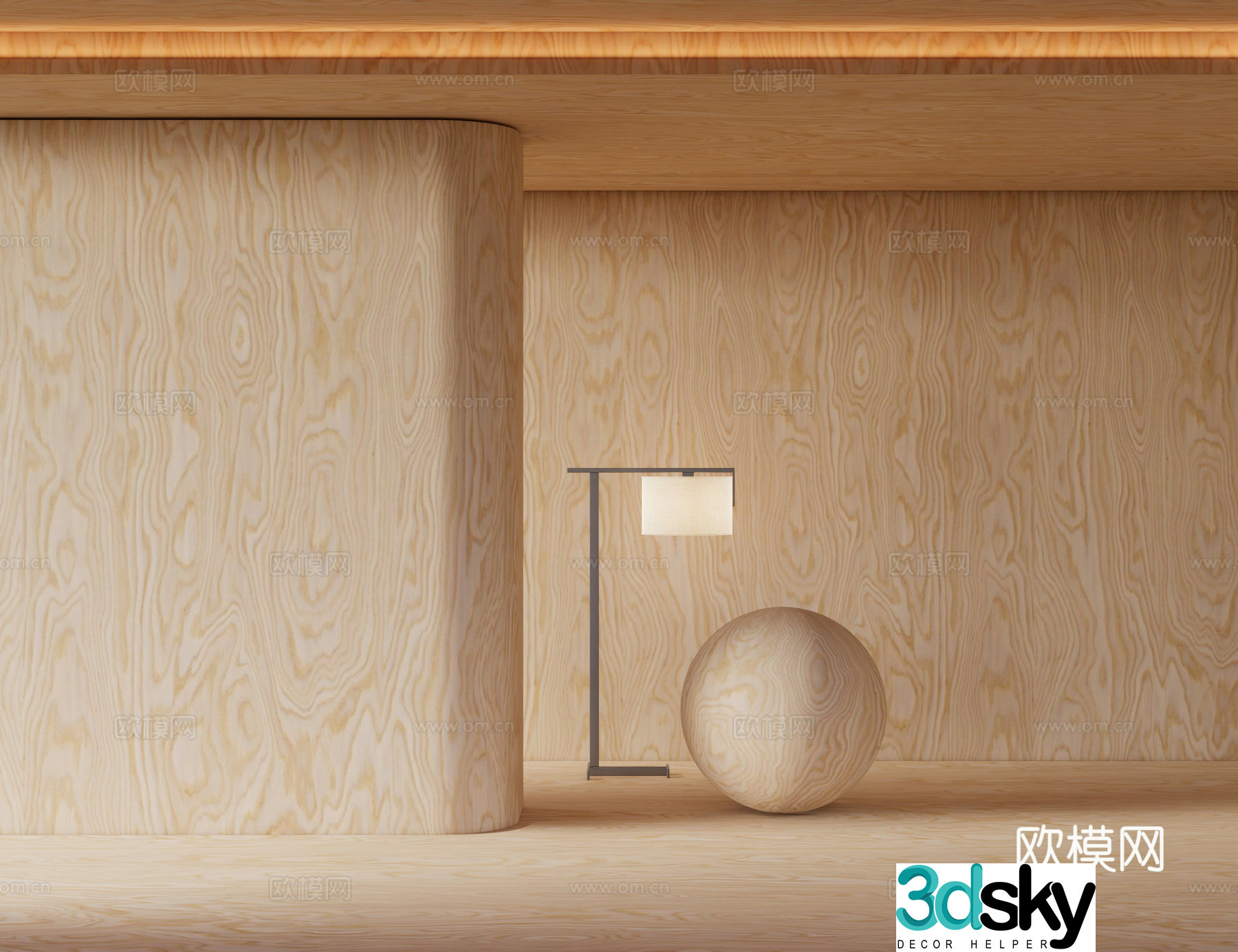 Modern wood veneer birch board 3d model