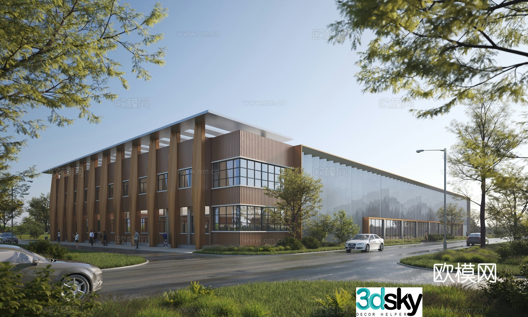3D model of factory office building industrial park