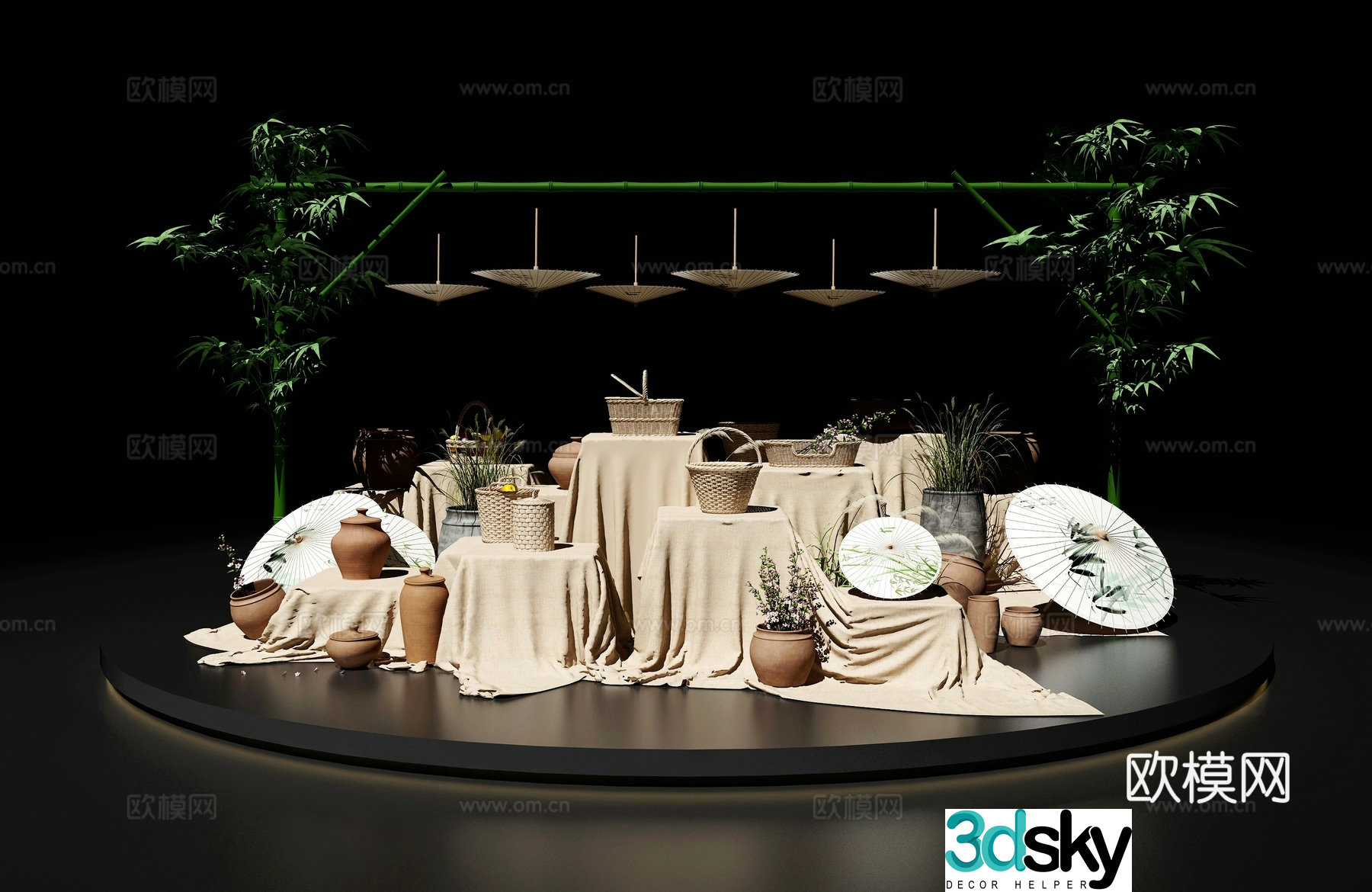 Chinese style beautiful craft display stand handicraft beautiful 3D model