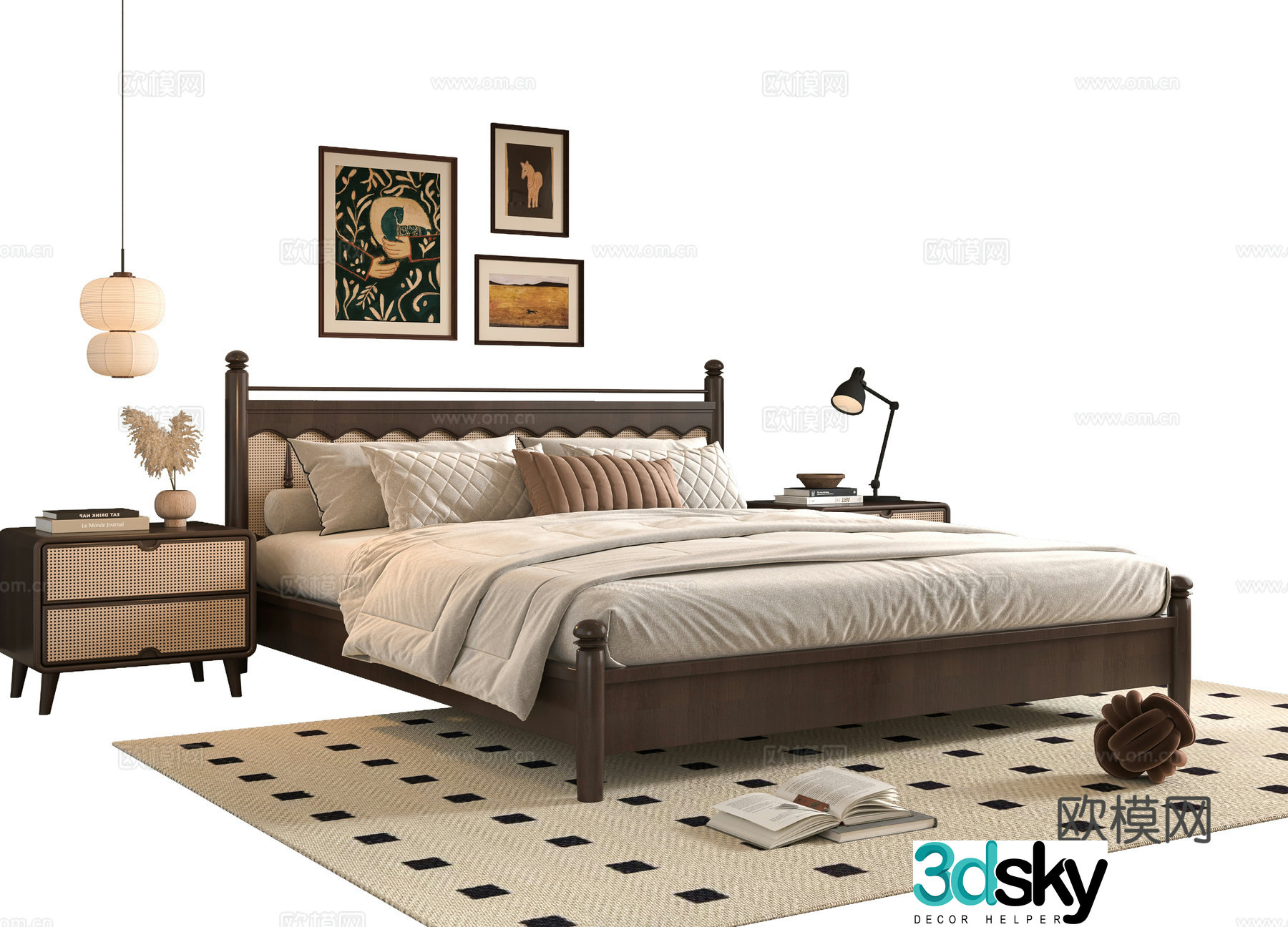 Middle-aged double bed 3D model