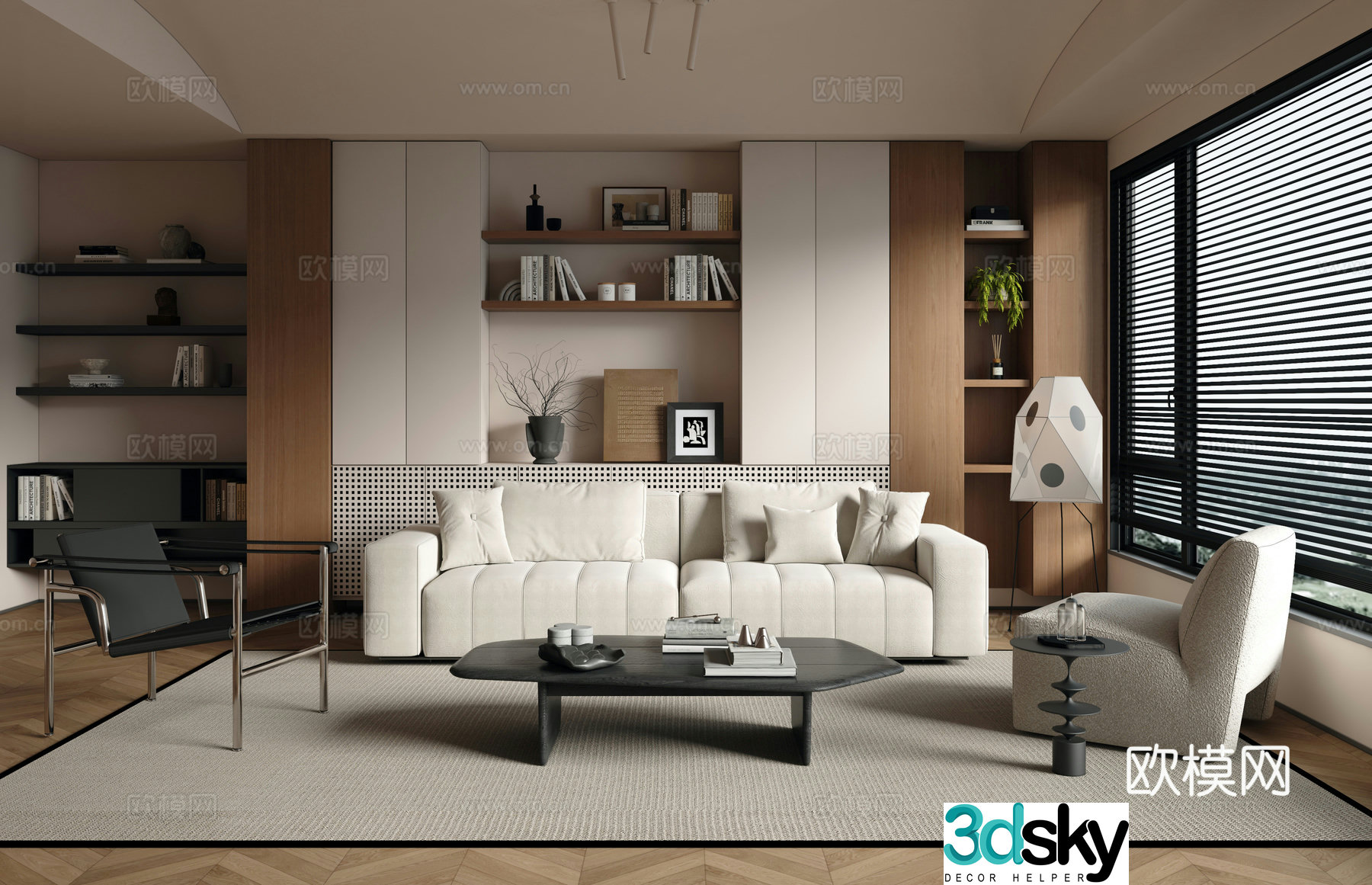 Modern log home living room horizontal hall modern medieval home living room 3d model