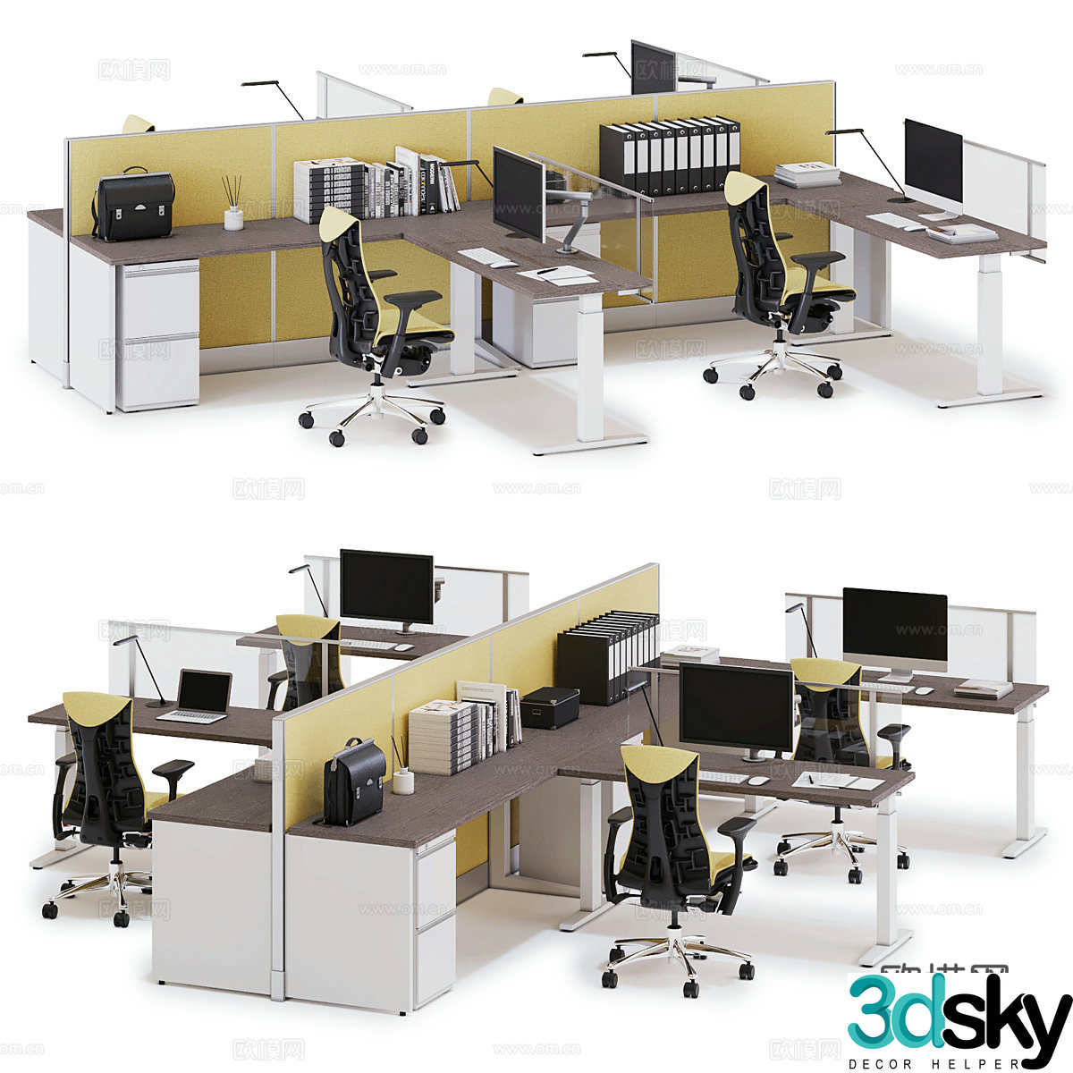 Multiple desk 3d model