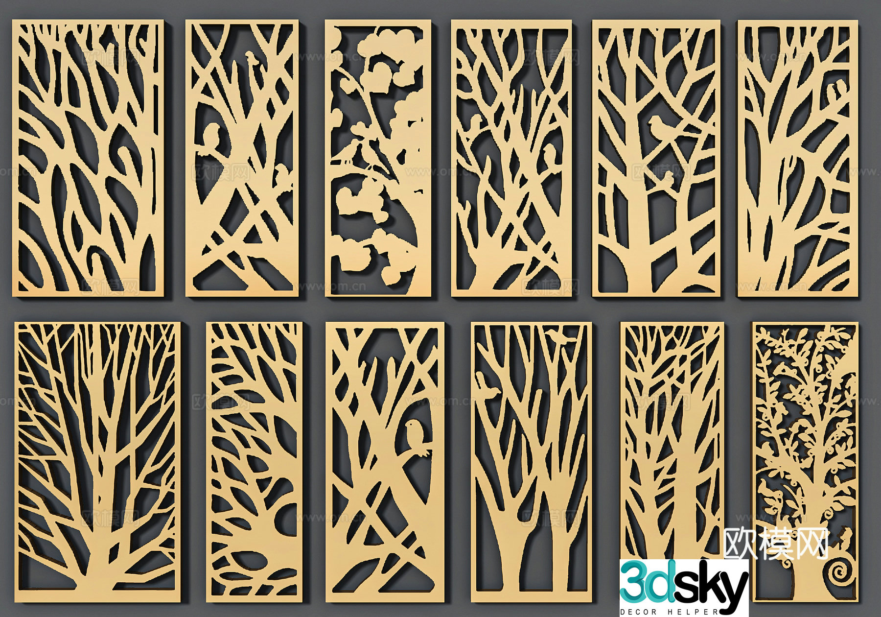 Metal screen partition Hollow screen partition Titanium stainless steel screen partition 3D model