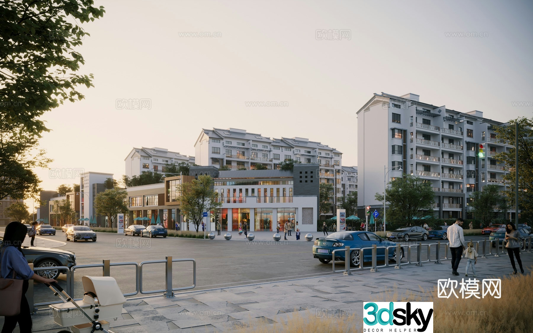 New Chinese style residential commercial street 3D model