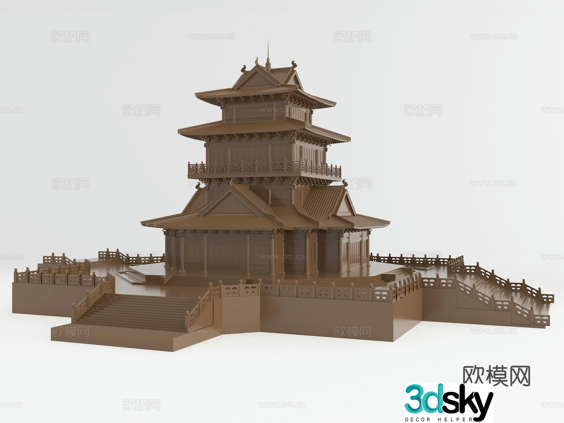 Chinese style architecture Ancient house Ancient building Guanhai Tower Ancient building 3D model