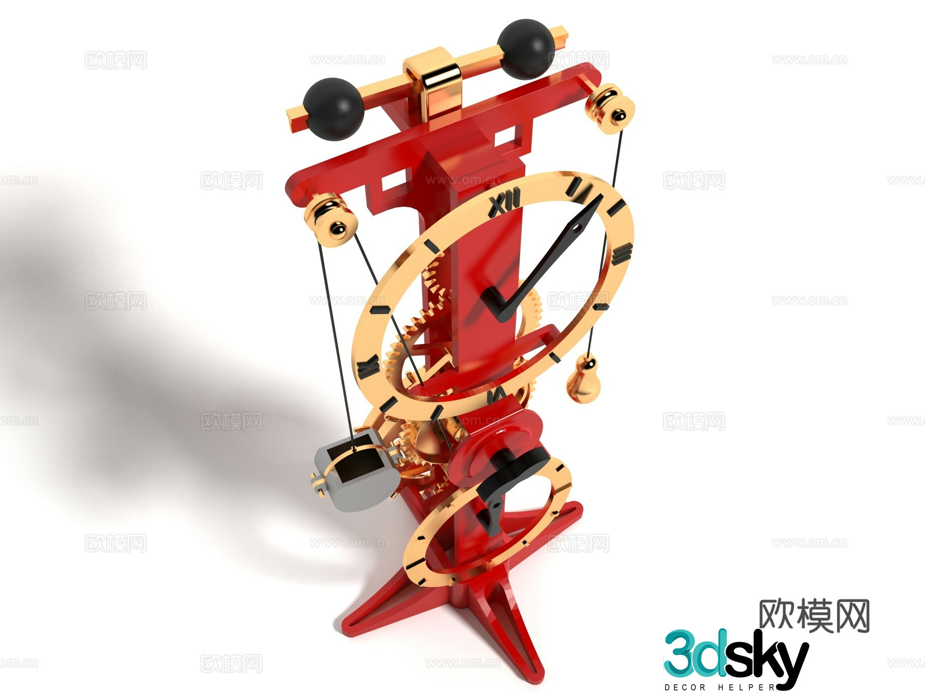 Modern style mechanical clock 3d model