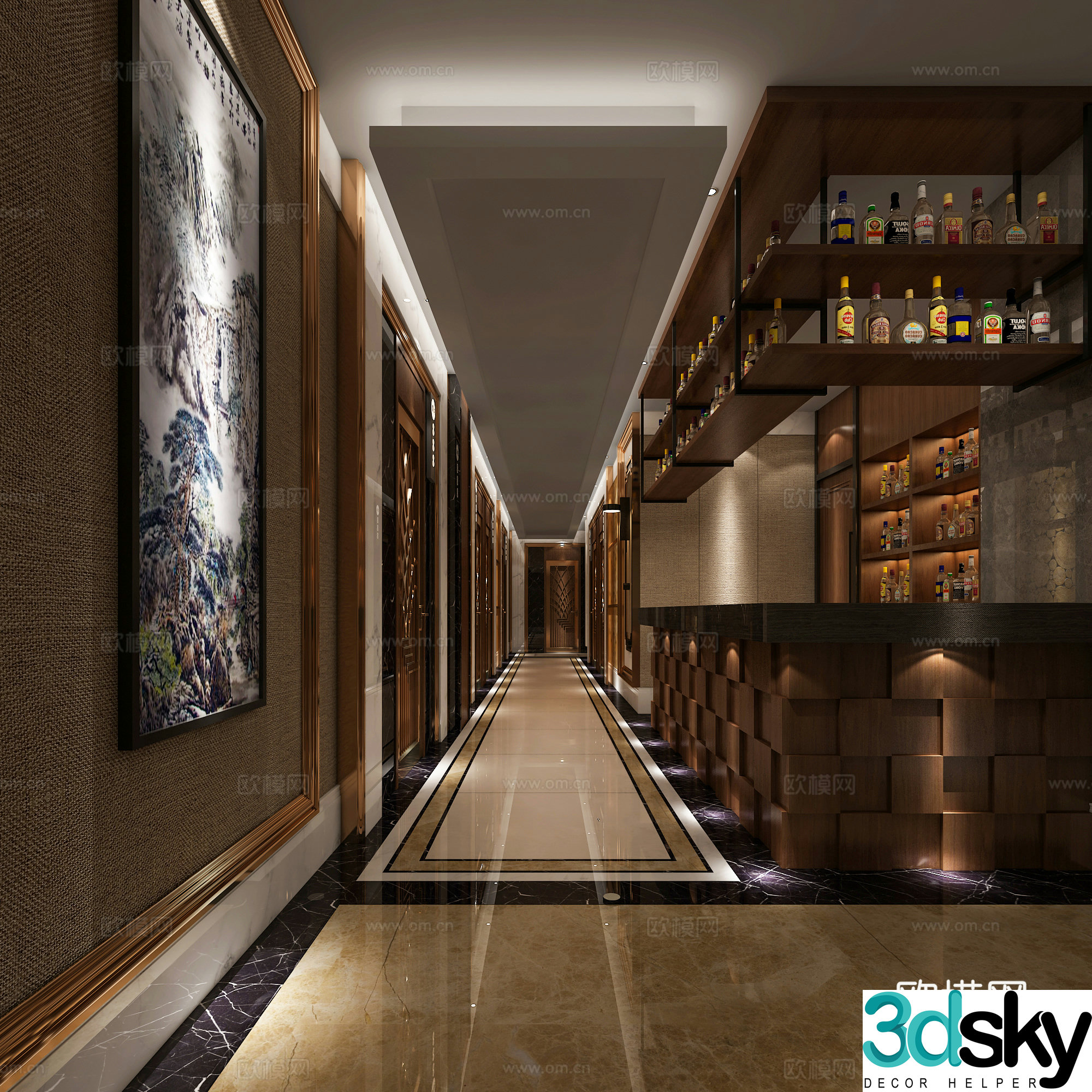 New Chinese Foot Bath Corridor Foot Bath Corridor Foot Bath Corridor Foot Bath Corridor 3D Model