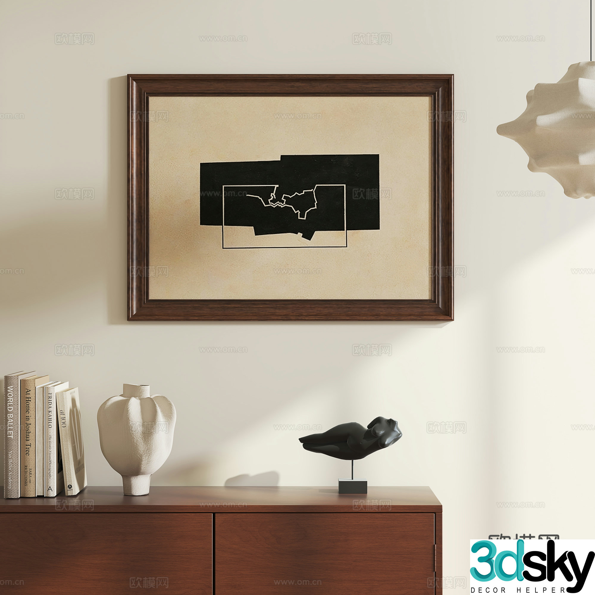 Medium style abstract hanging painting 3d model