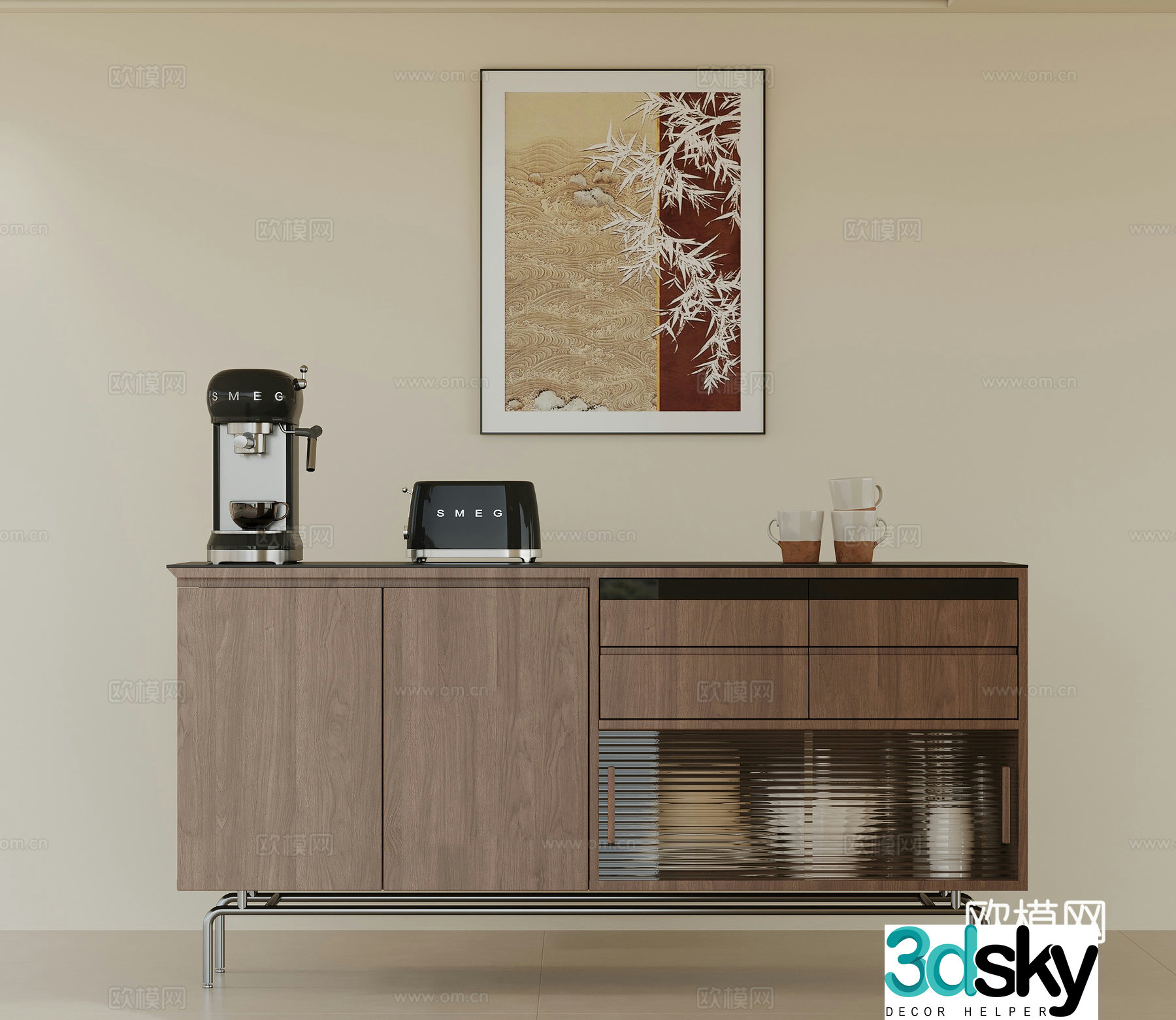3D model of medieval style porch cabinet