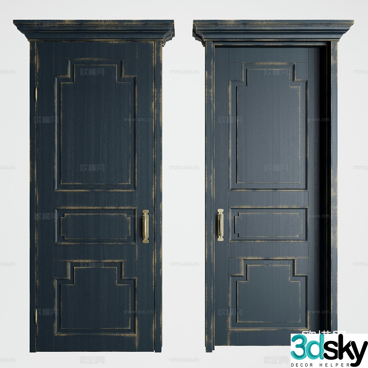 French classic retro suit door 3d model