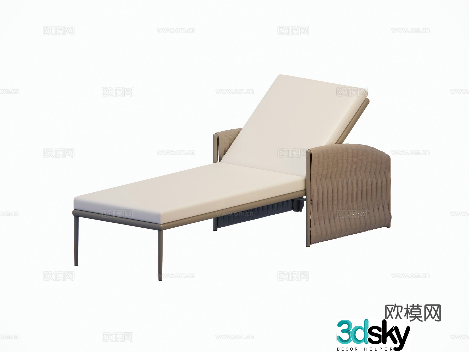 Modern French lounge chairs beach outdoor courtyard pool lounge chair single chair rope braided metal chair 3d model
