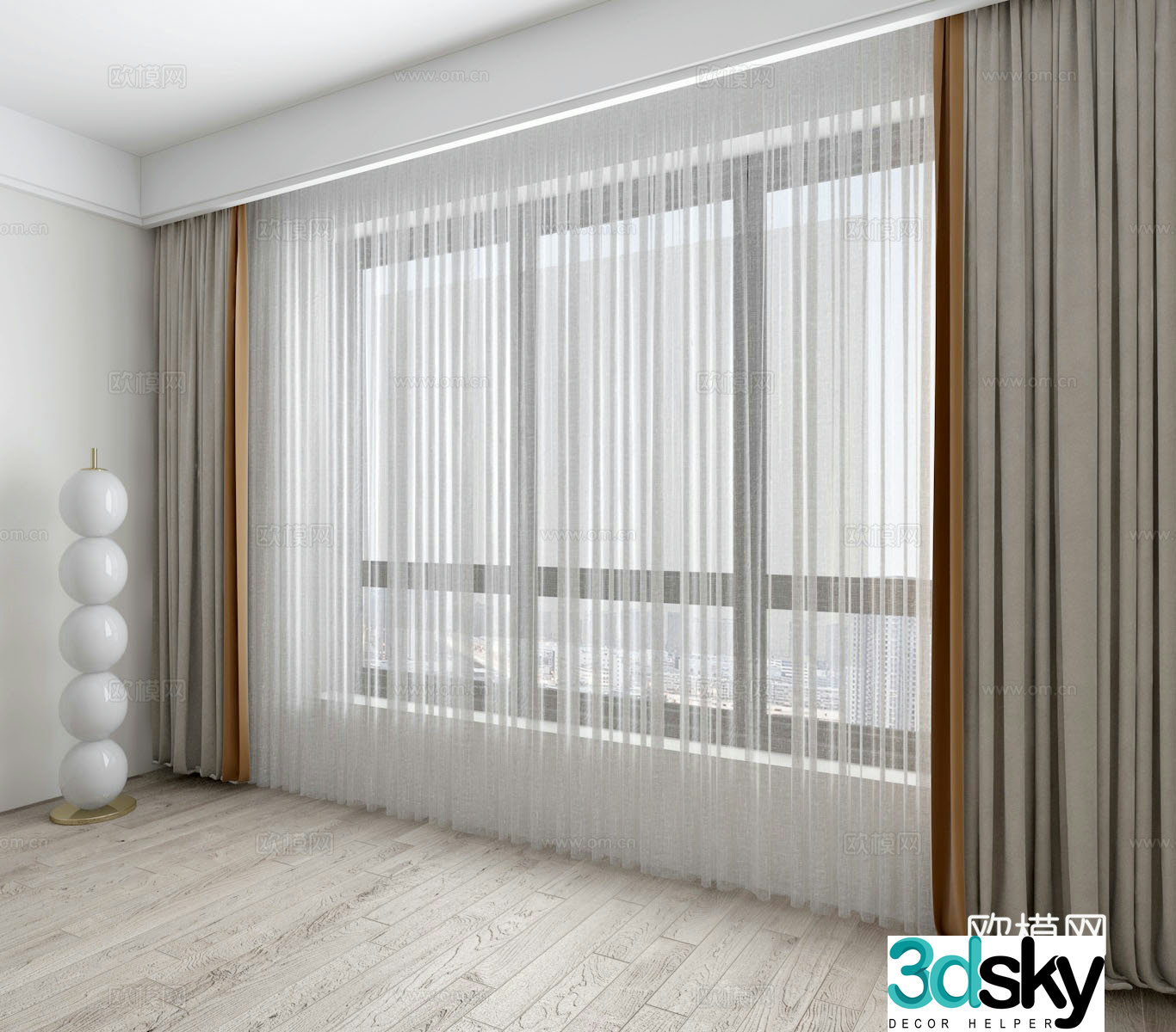 Modern curtain screen 3d model