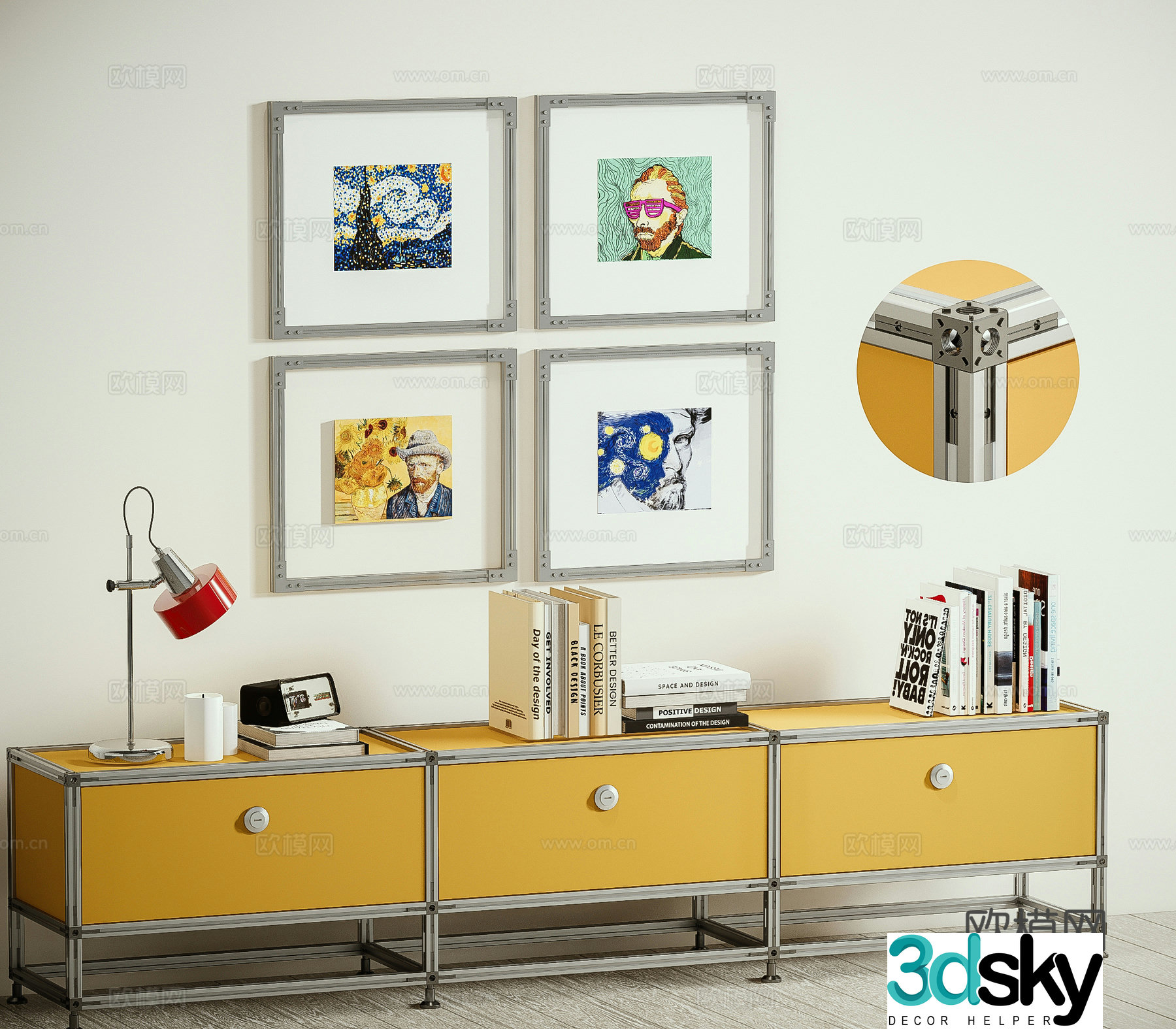 Modern aluminum profile TV cabinet Bauhaus TV cabinet Metal TV cabinet 3D model