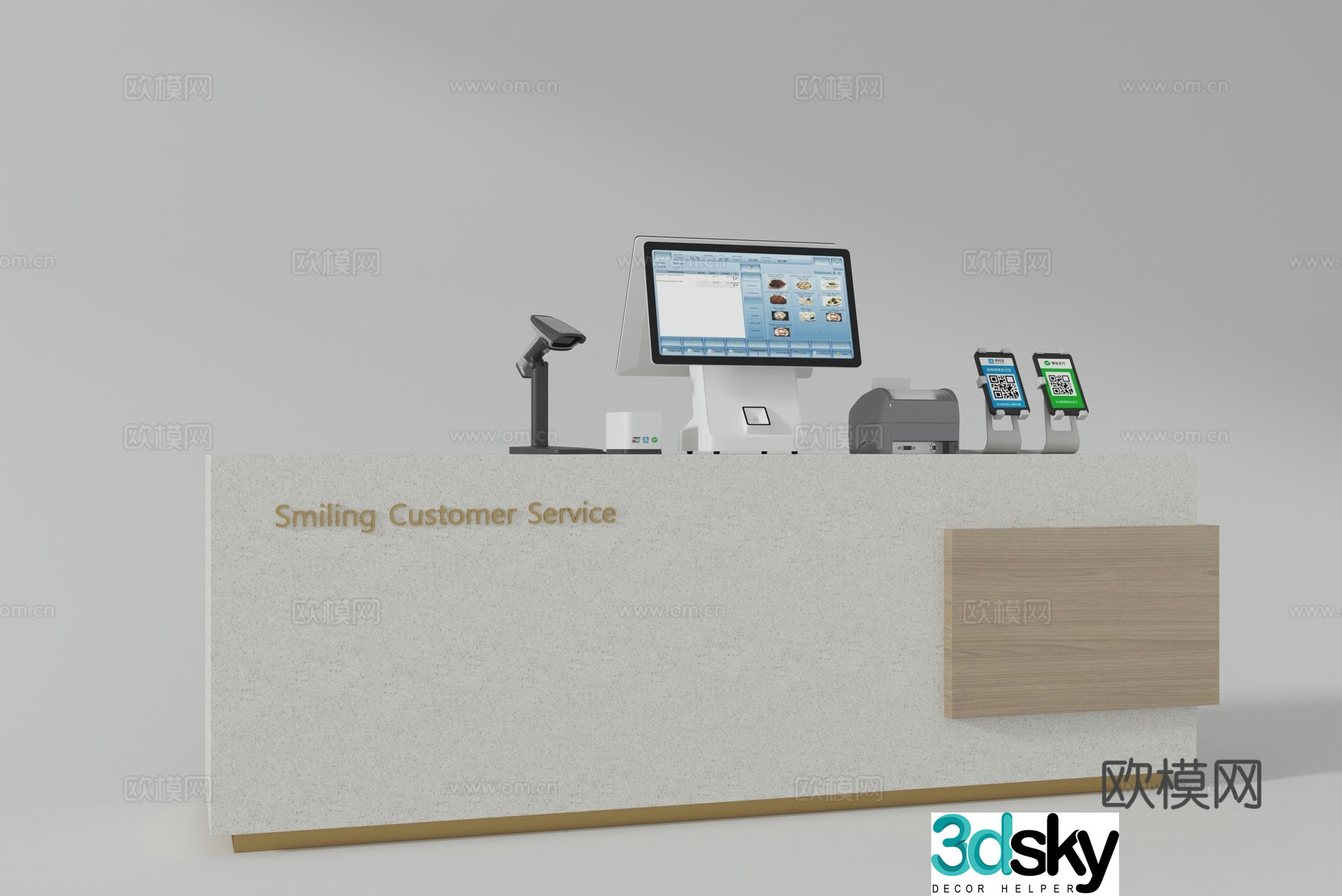Modern light luxury cash register_Modern cash register_Front desk_House desk_Cash register 3D model
