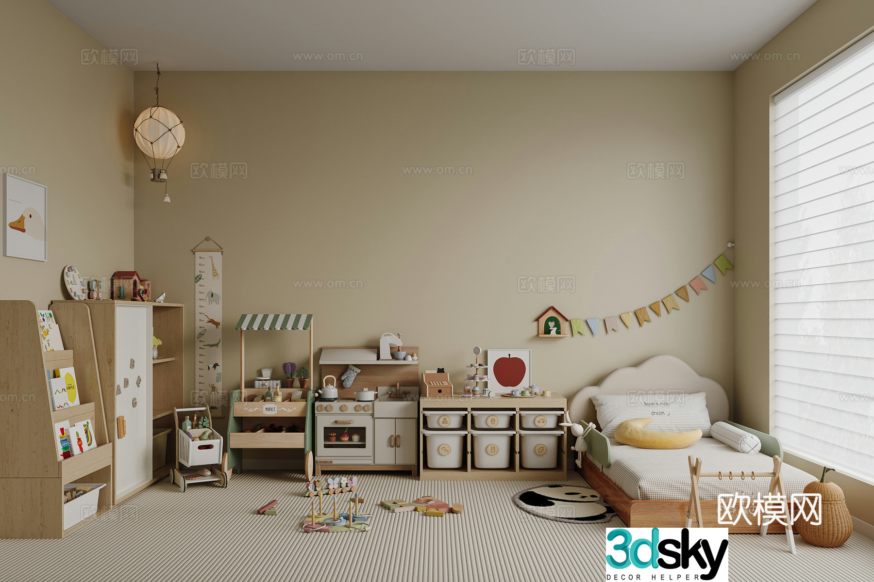 Children’s room Children’s bed Children’s toys Children’s bookshelf Storage locker 3d model
