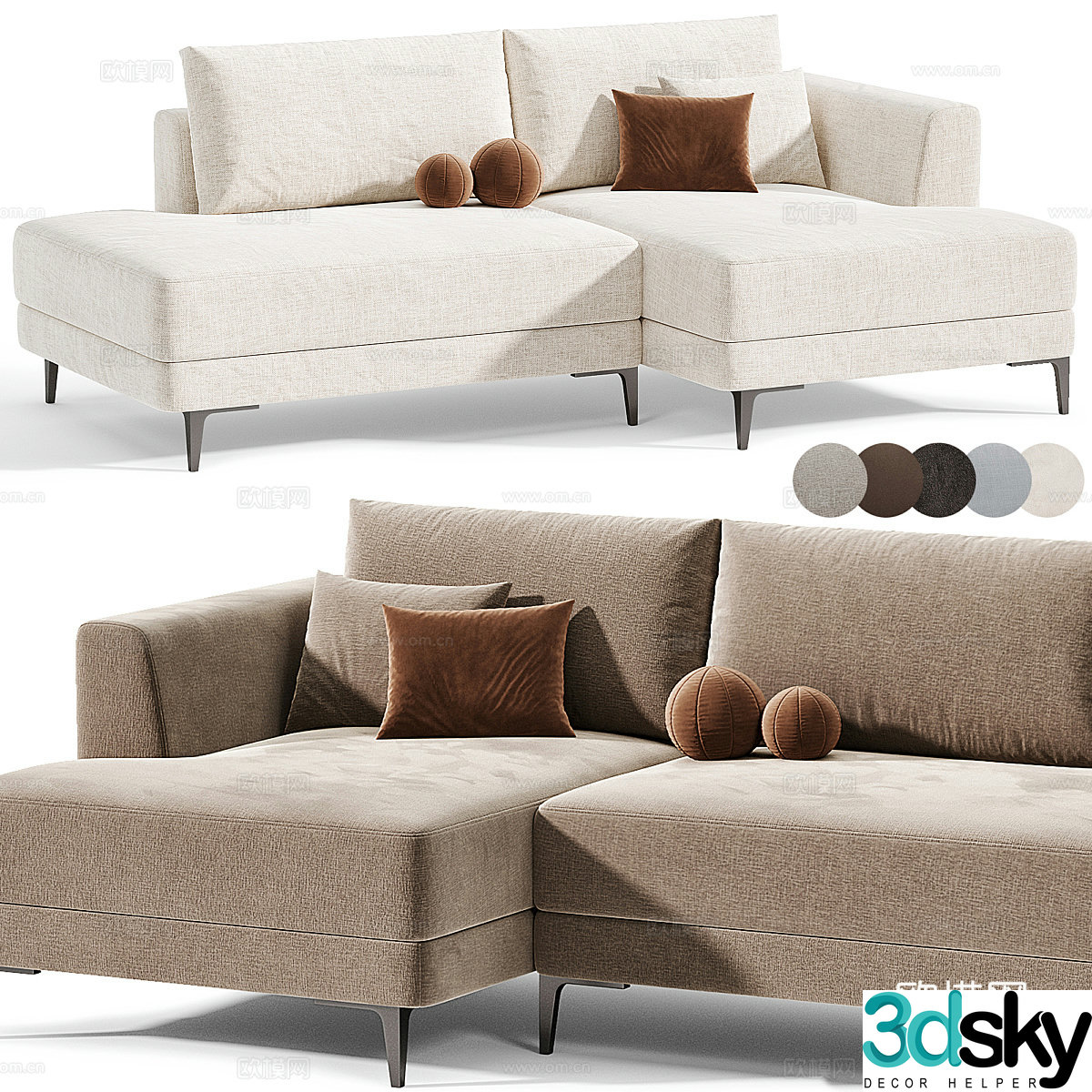 Modern fabric corner sofa 3d model