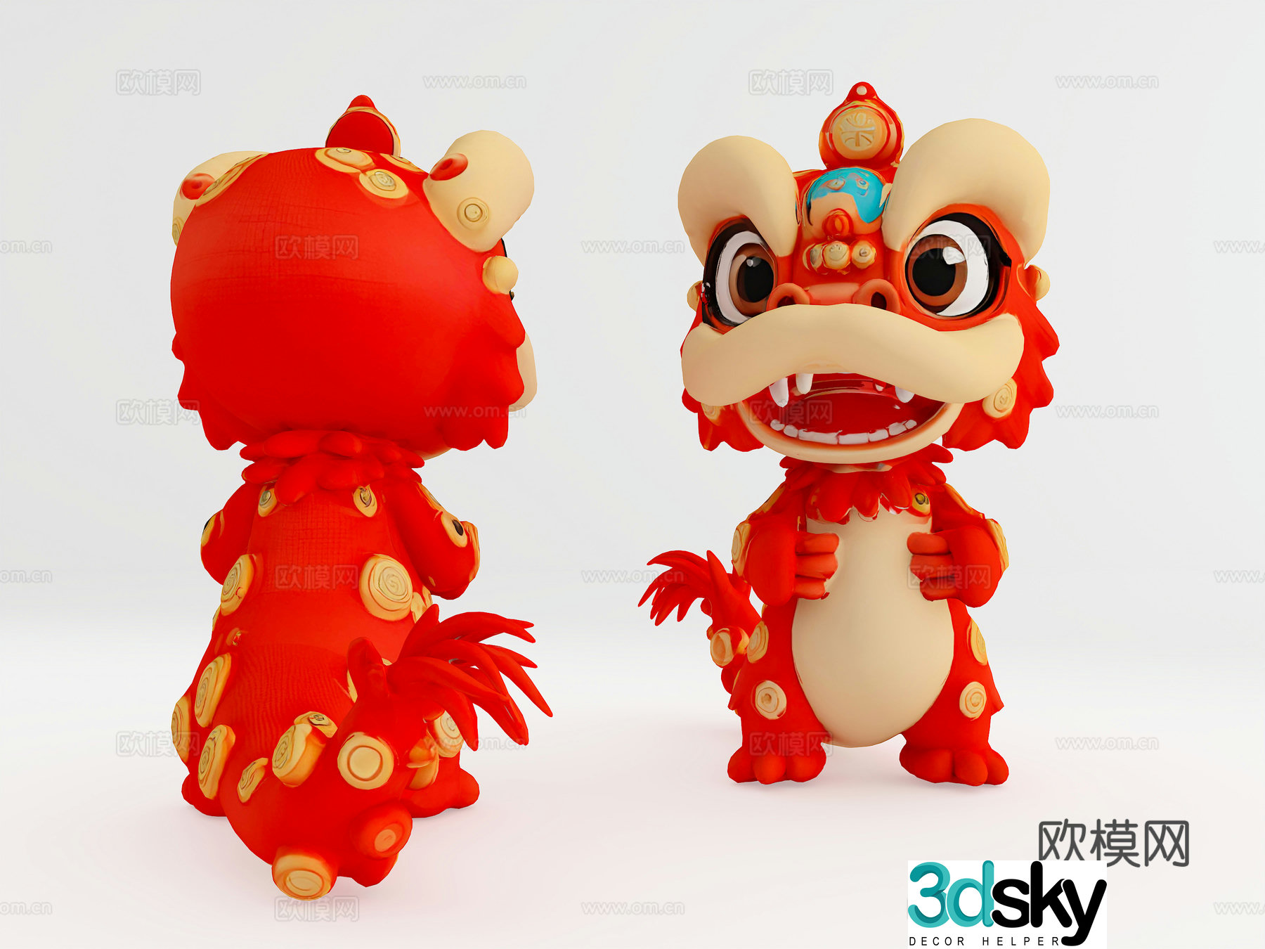 Lion dance mascot Year of the Snake Mascot National Trend Beauty Chen Mascot Figure 3D Model