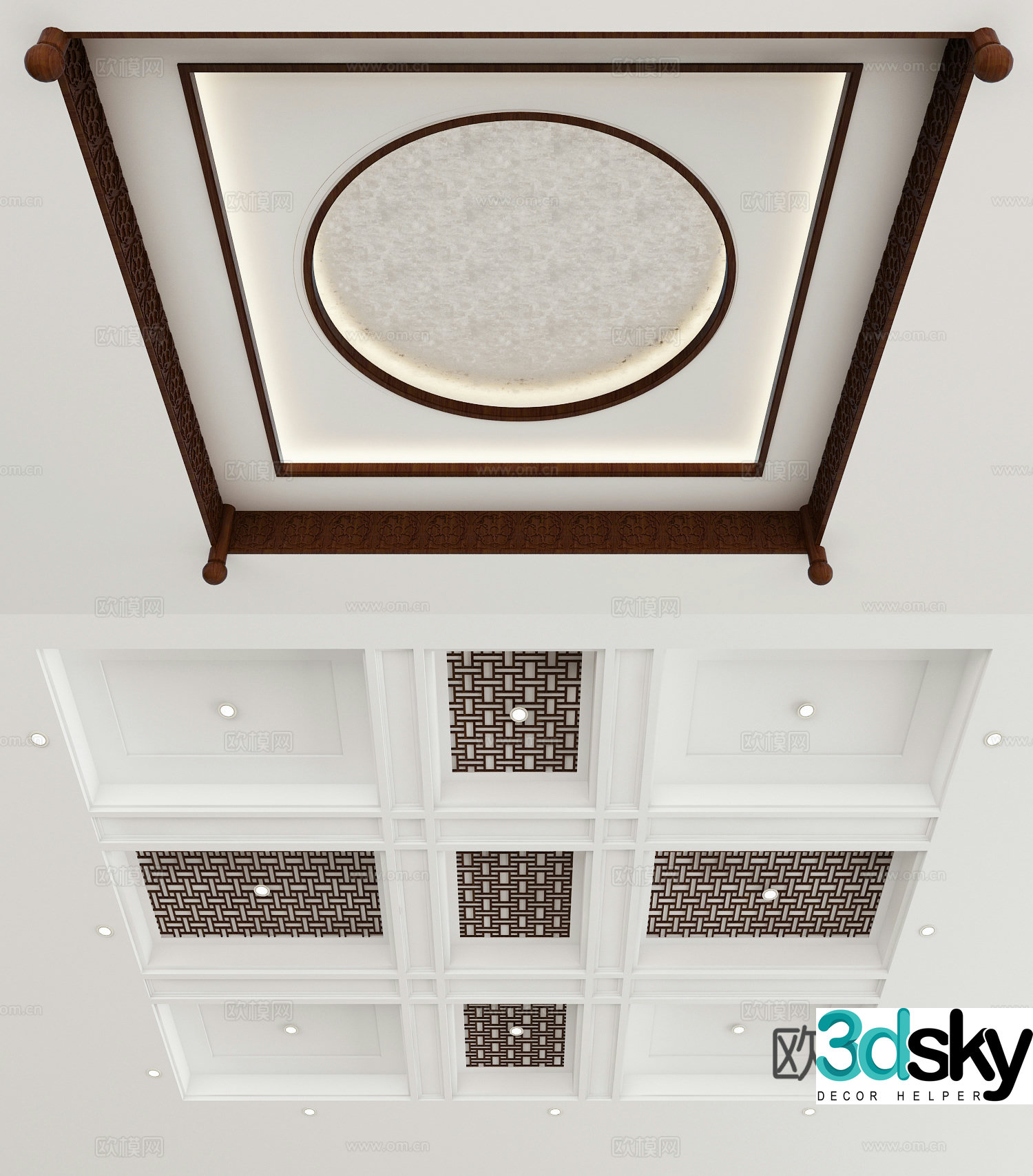 New Chinese style ceiling 3D model