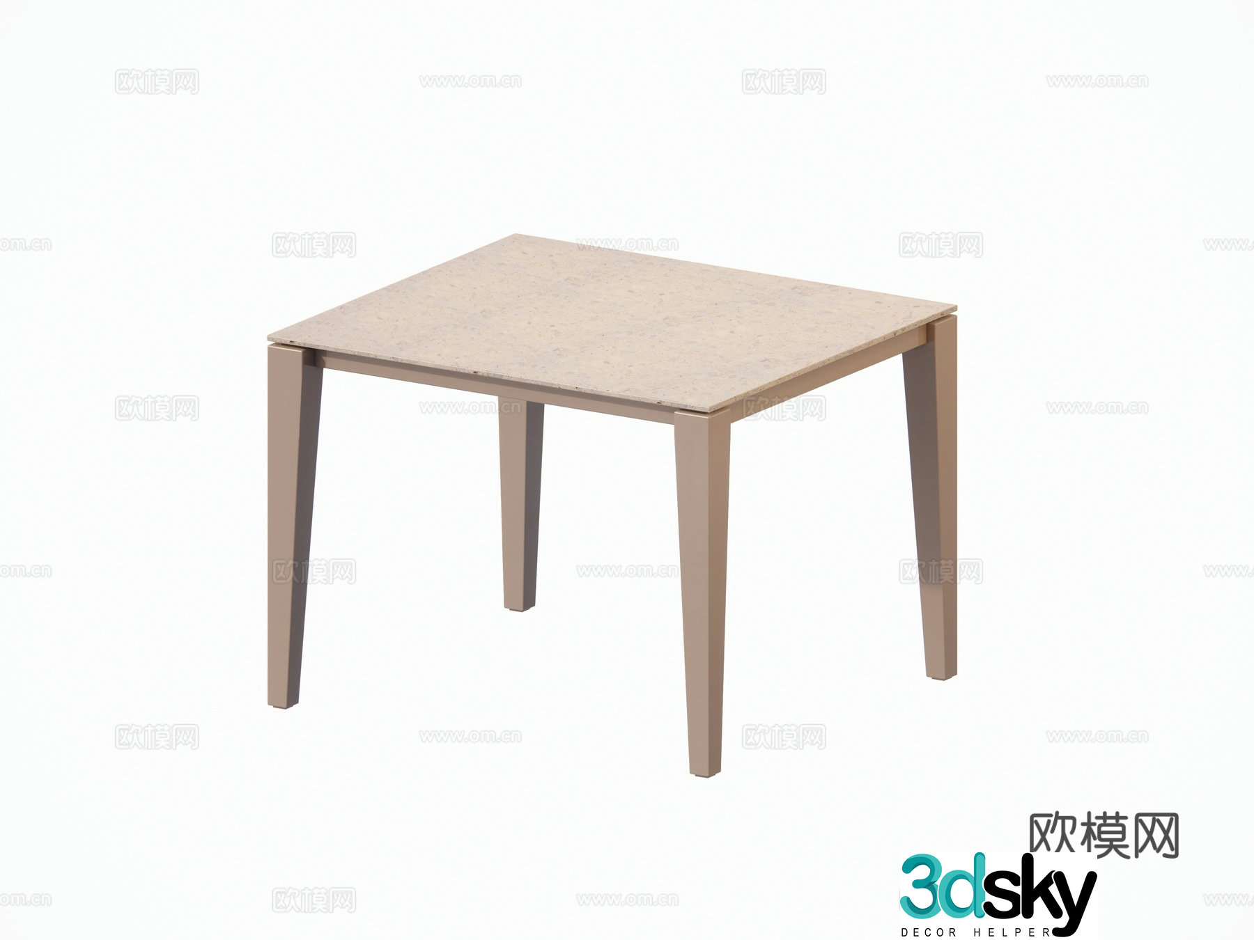 Modern French dining table rock slab marble table square table outdoor courtyard garden square table combination 3D model