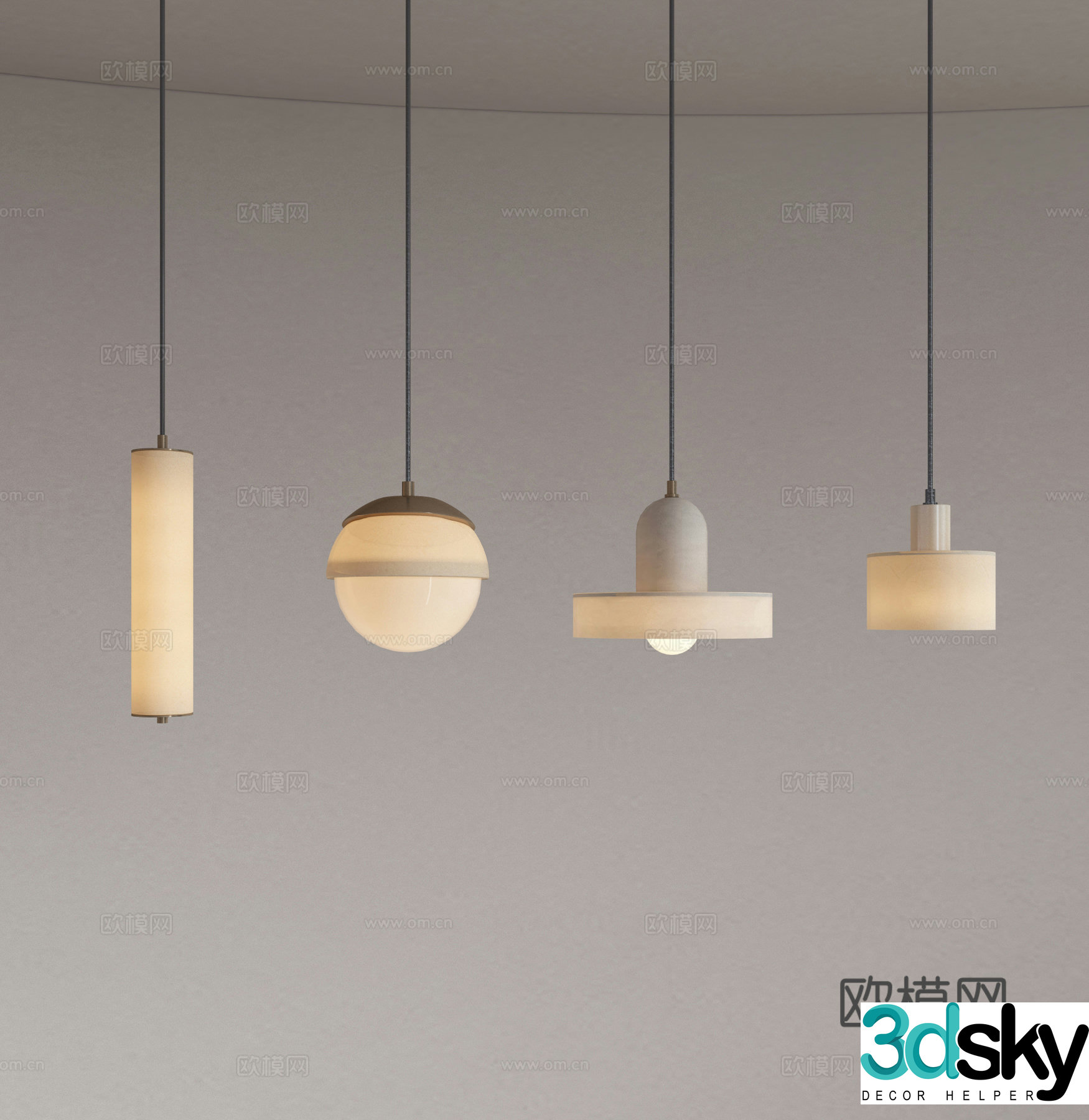 Modern light luxury metal chandeliers restaurant chandeliers bedside chandeliers 3D model