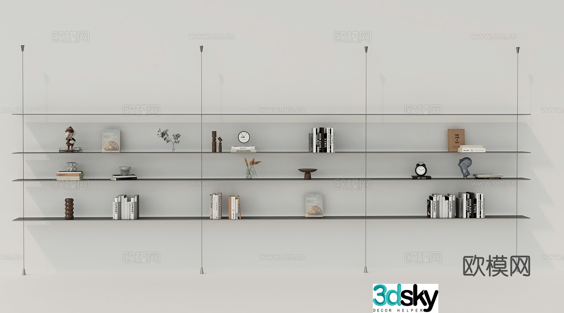 Bookshelf Decorative rack Hanging rack Bookcase Bookshelf 3D model
