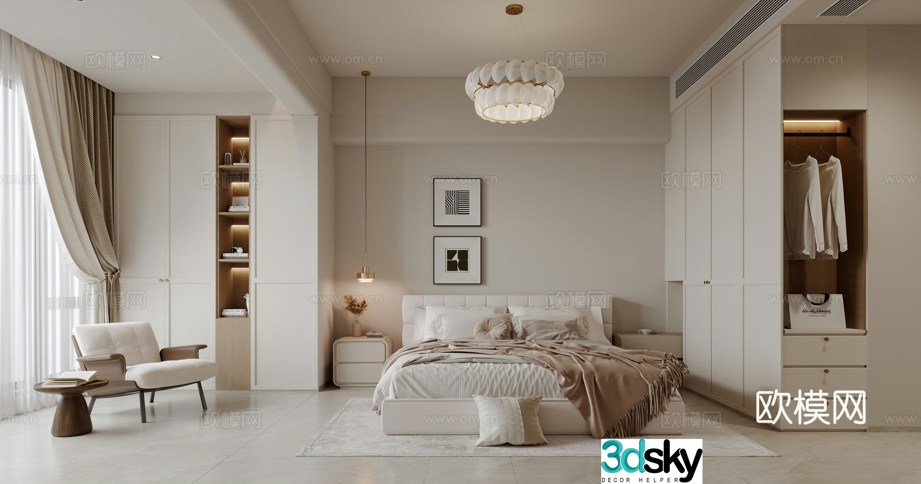 Modern bedroom Cream bedroom 3d model