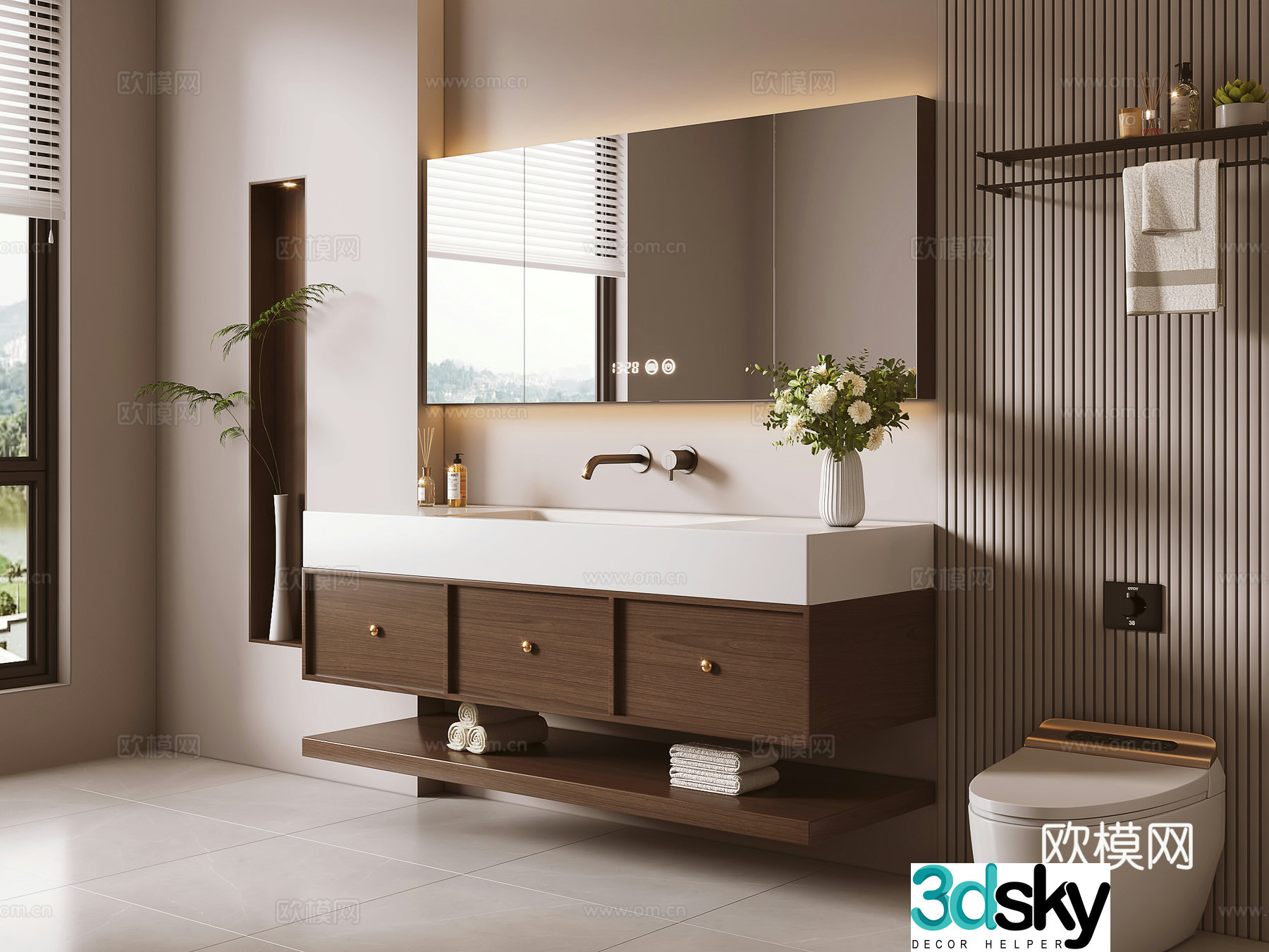Middle-aged style bathroom cabinet 3d model