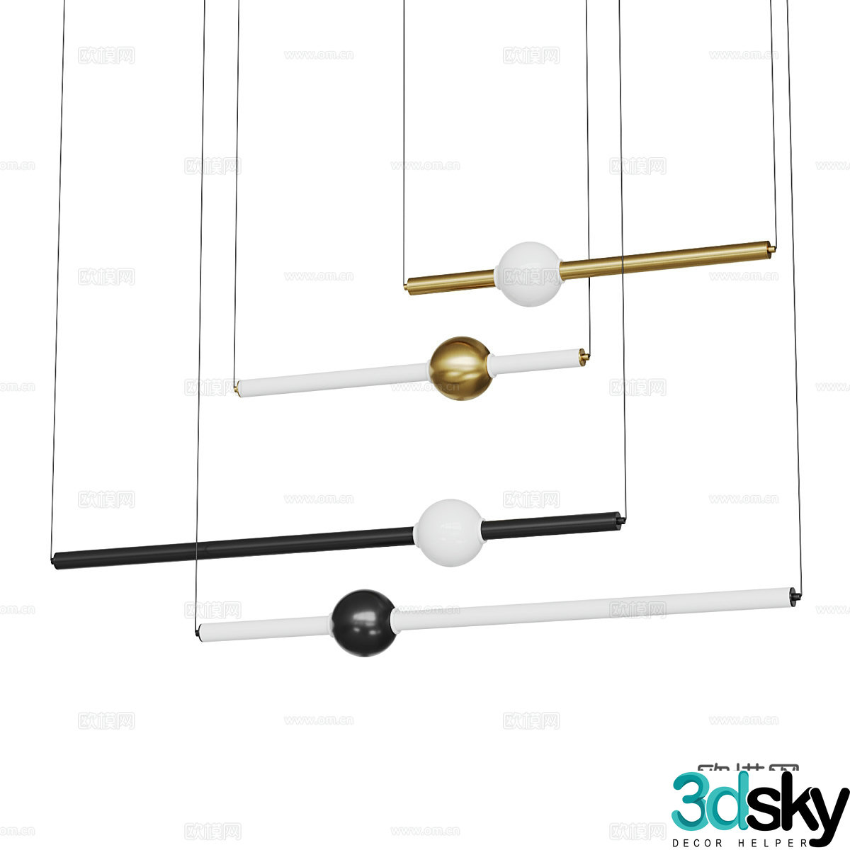 Modern light luxury decorative chandeliers 3d model