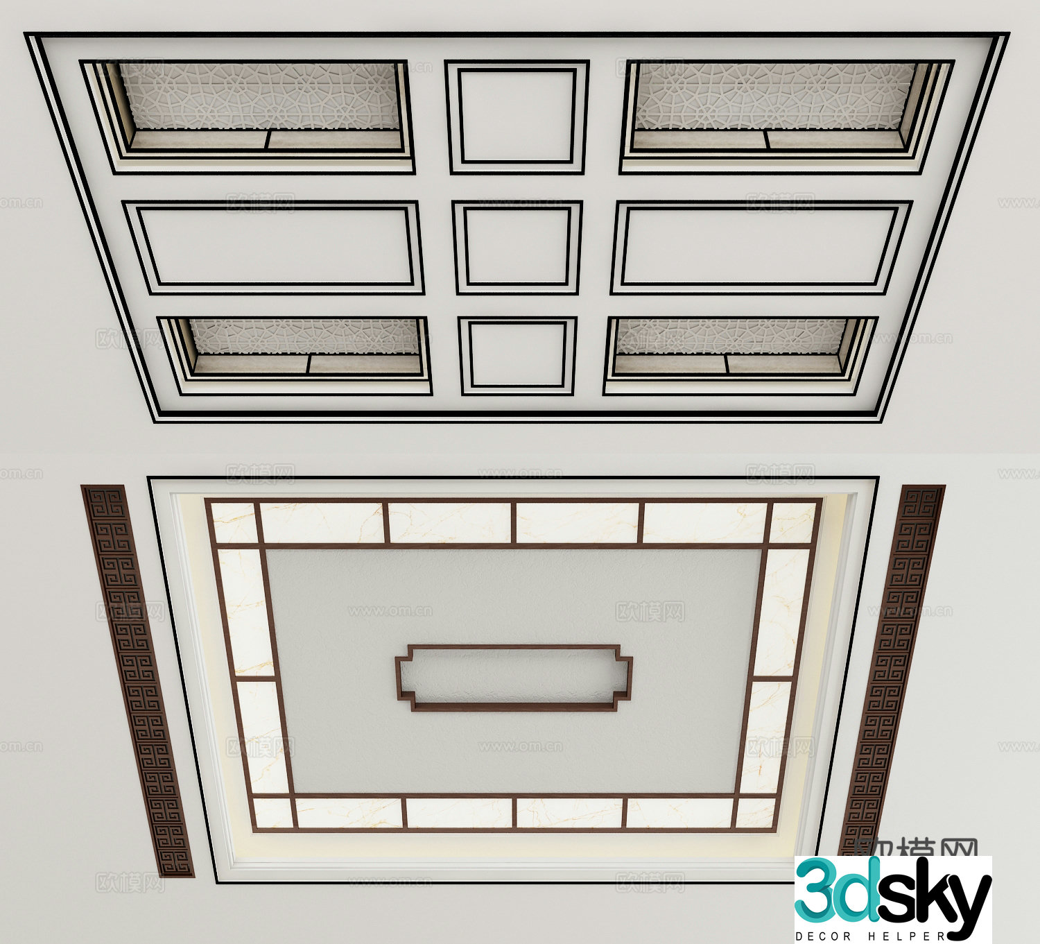 New Chinese style ceiling 3D model