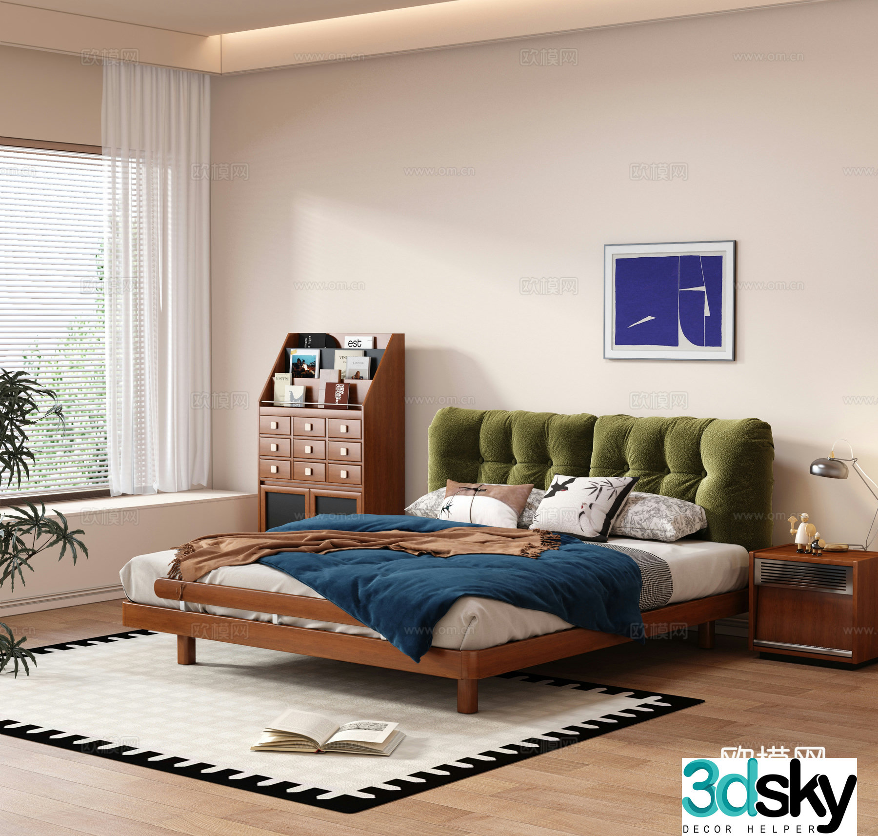 Modern medieval double bed Master bedroom bed Solid wood bed Modern medieval double bed Bauhaus double bed 3d model